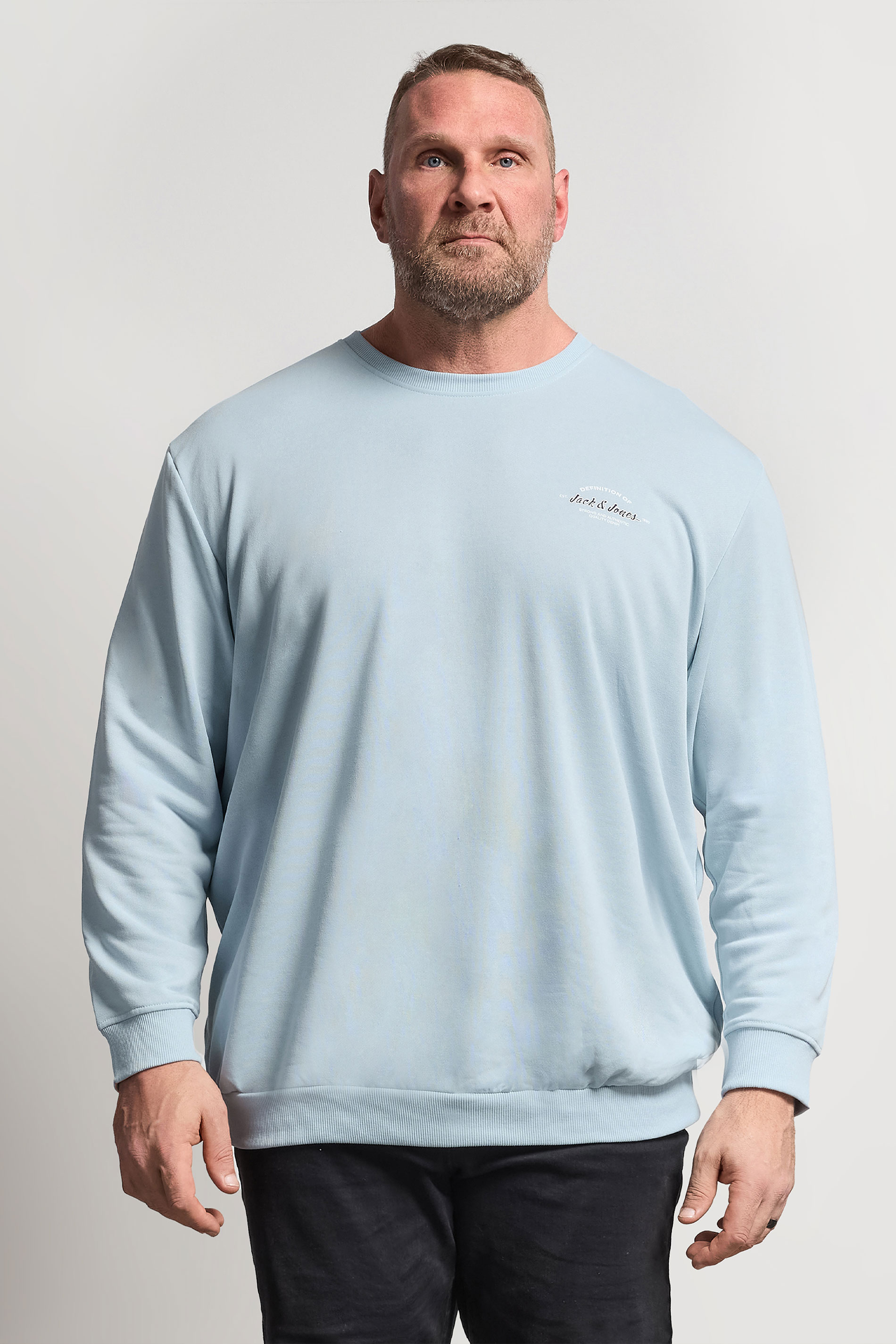 JACK & JONES Big & Tall Celestial Blue Logo Sweatshirt | BadRhino 3