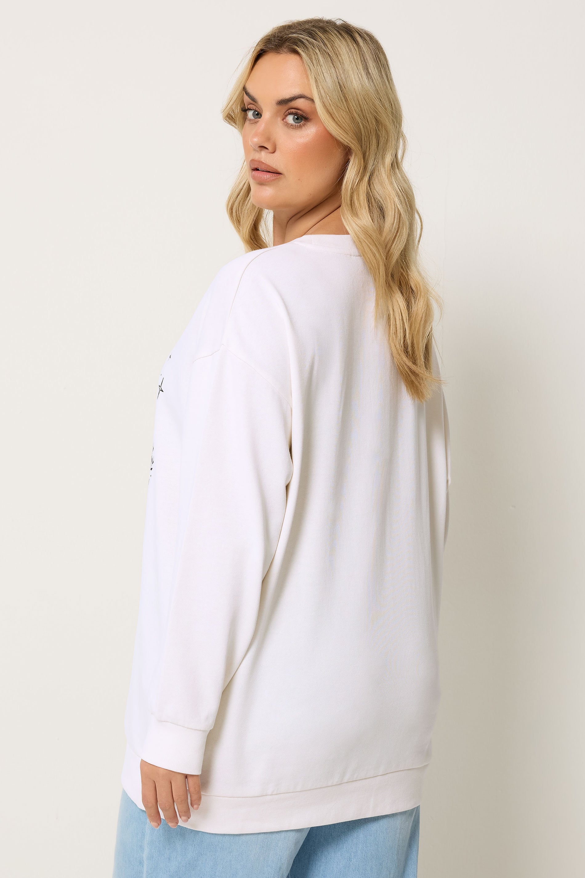 YOURS Plus Size Ivory White Floral Sun Graphic Sweatshirt | Yours Clothing 2