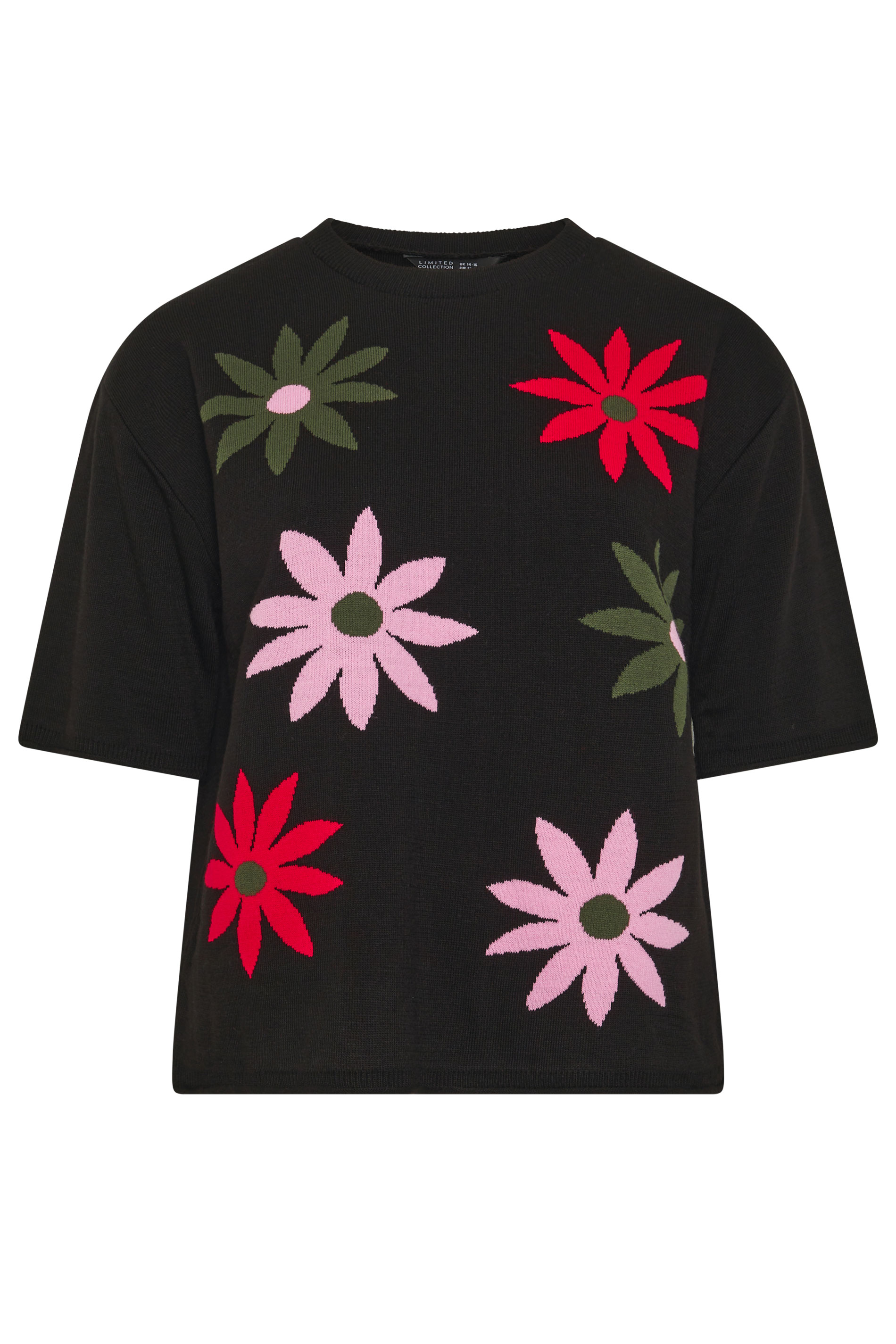 LIMITED COLLECTION Plus Size Black Floral Knitted Boxy T-Shirt 5