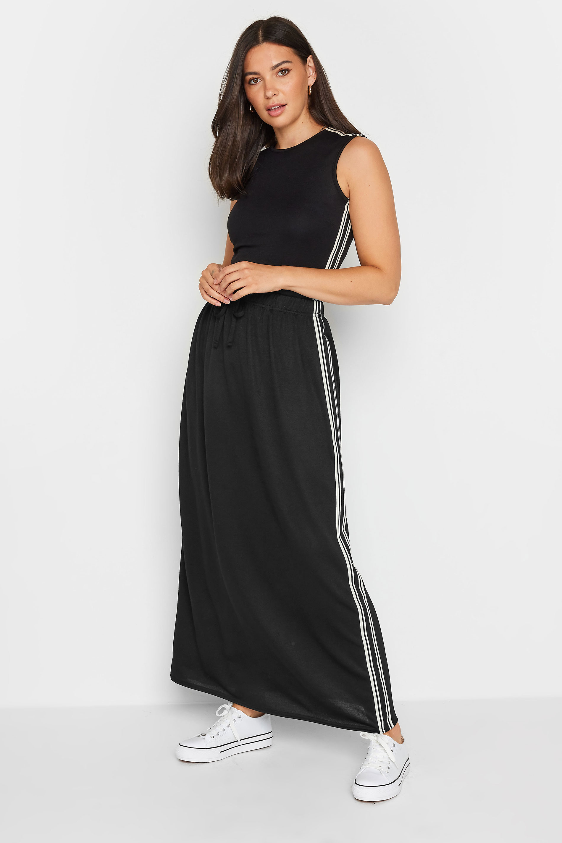 LTS Tall Black Side Stripe Panel Maxi Skirt | Long Tall Sally 3