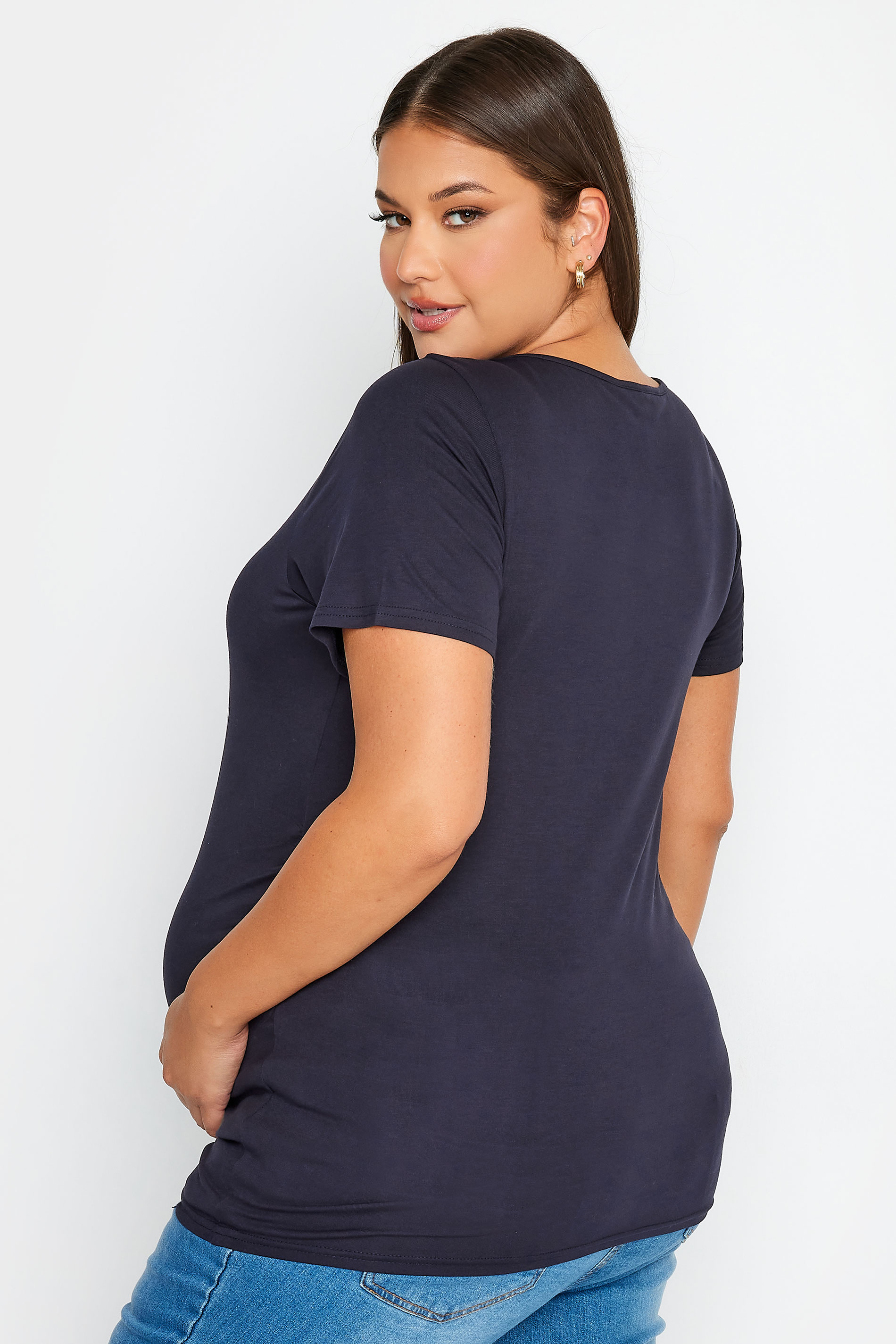 BUMP IT UP MATERNITY Plus Size Navy Blue 'Baby On Board' Slogan T-shirt | Yours Clothing 3