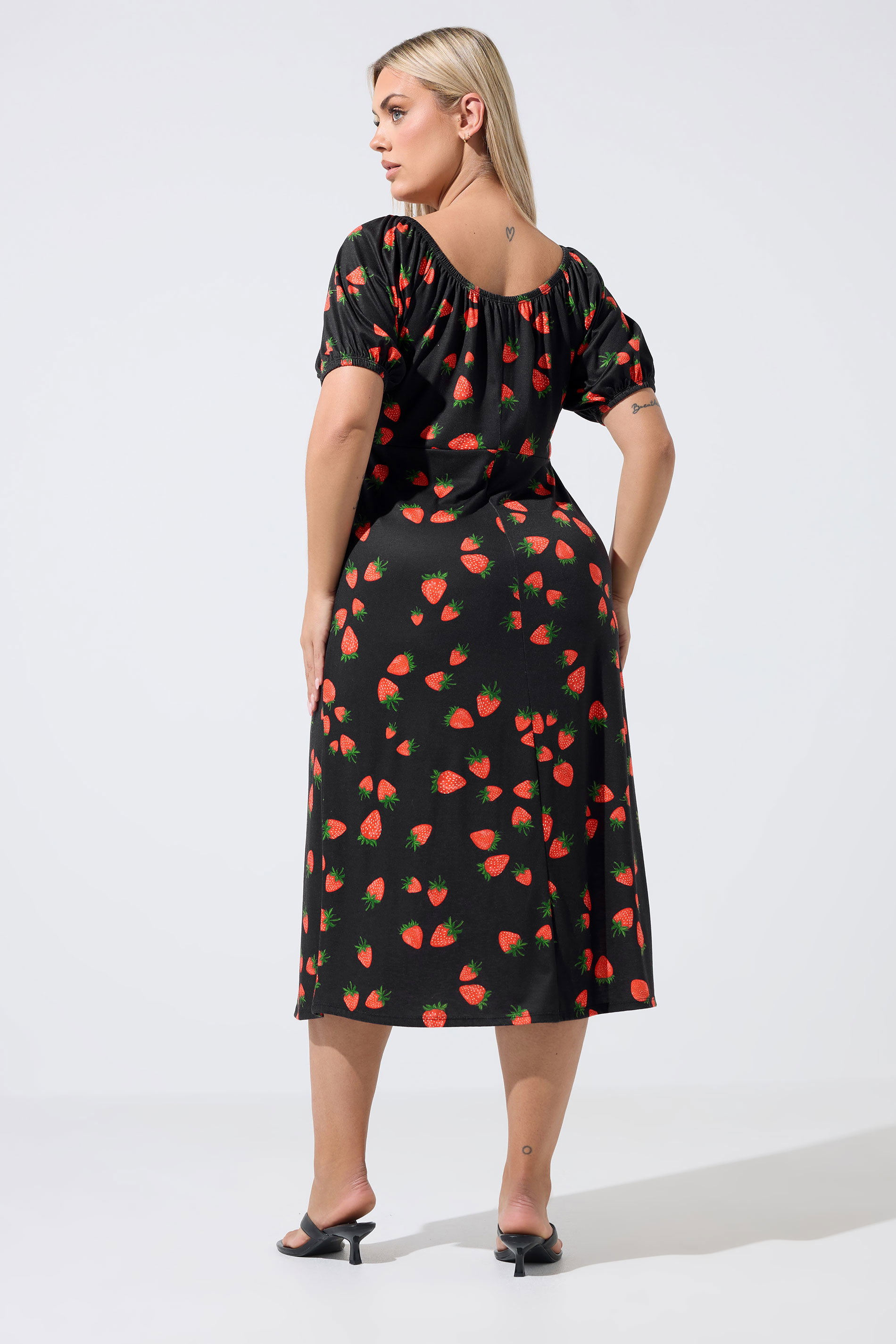 LIMITED COLLECTION Plus Size Black Strawberry Tea Dress | Yours Clothing 2