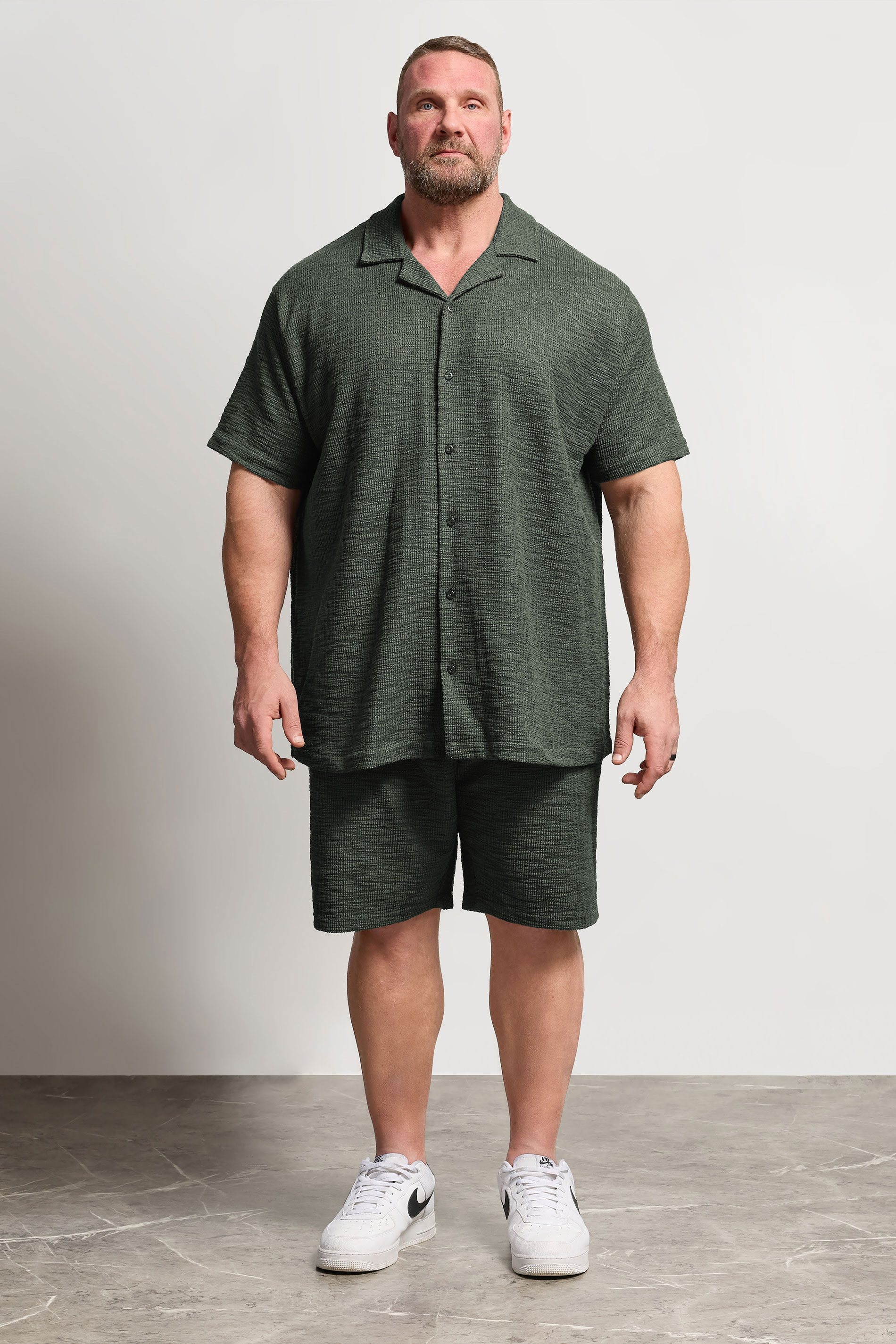 BadRhino Big & Tall Green Textured Revere Shirt | BadRhino 2