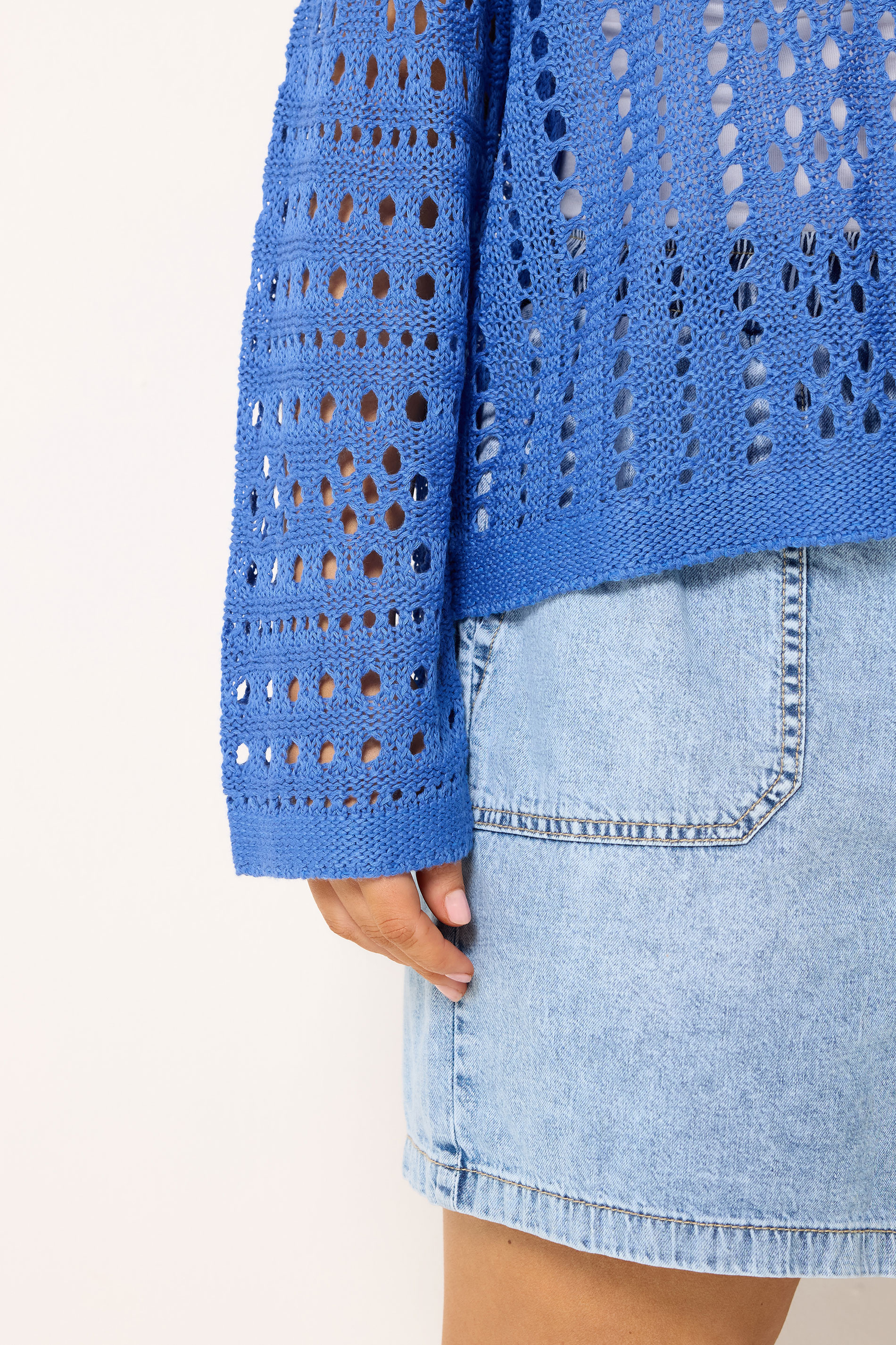 YOURS Plus Size Blue Chunky Knit Cardigan | Yours Clothing 4