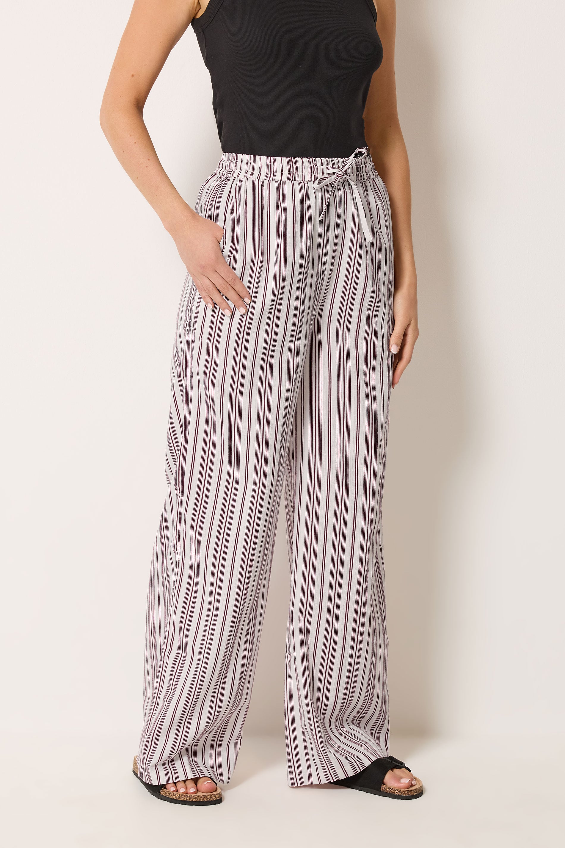 LTS Tall Women's Red & White Stripe Wide Leg Trousers | Long Tall Sally 1