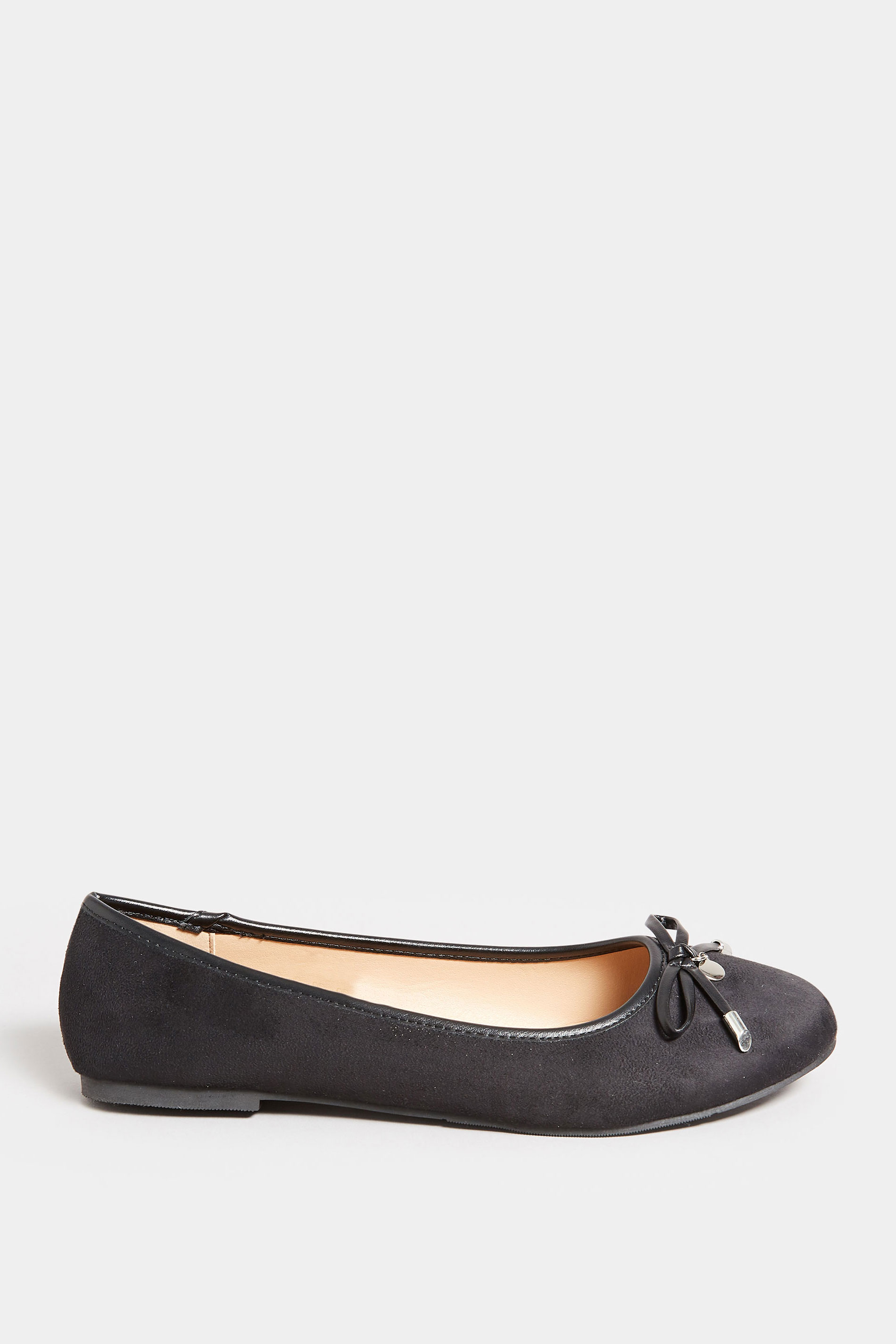 LTS Black Faux Suede Ballerina Pumps In Standard Fit | Long Tall Sally 3