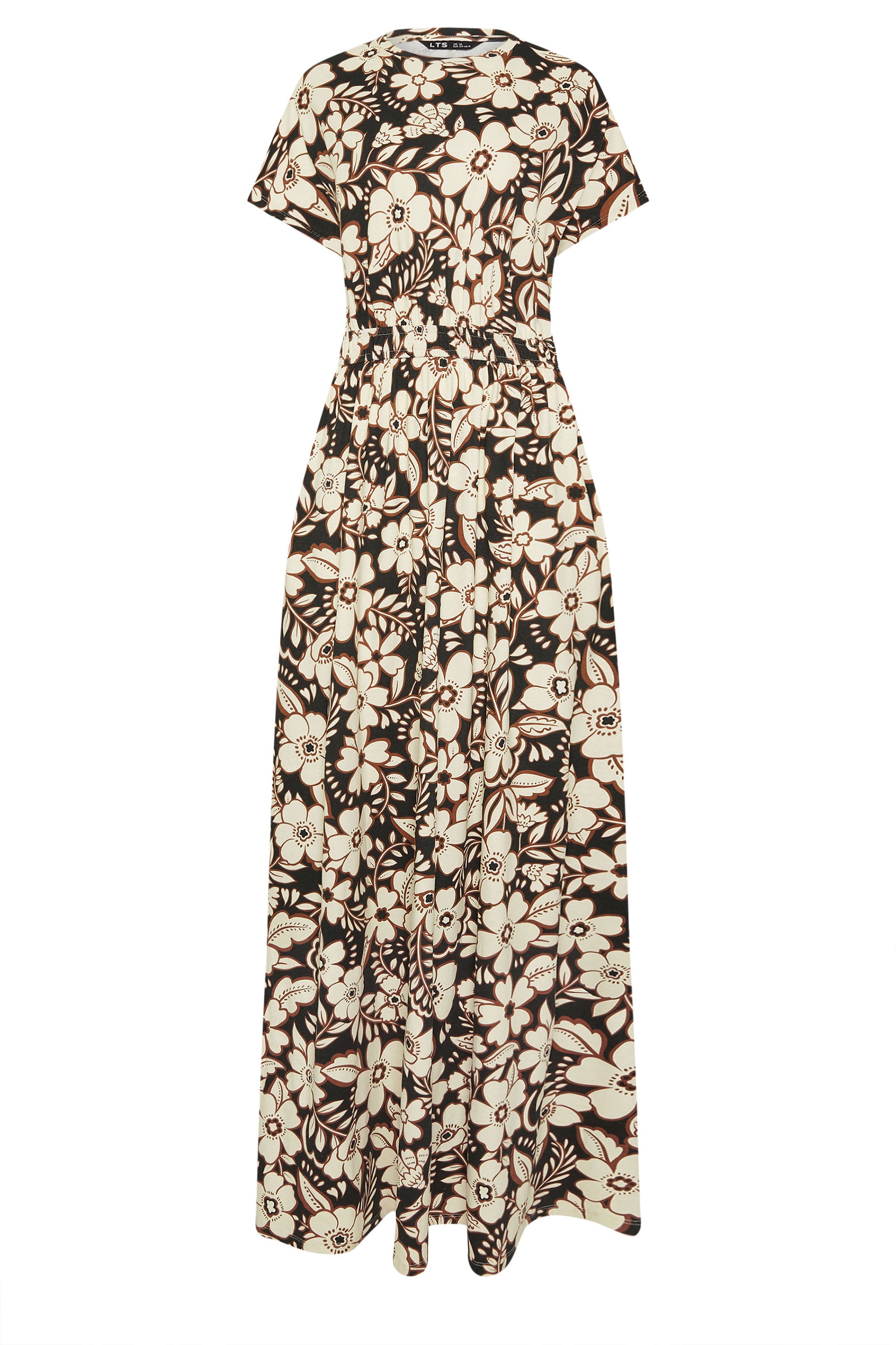 LTS Tall Women's Black Floral Shirred Waist Cotton Maxi Dress | Long Tall Sally 5