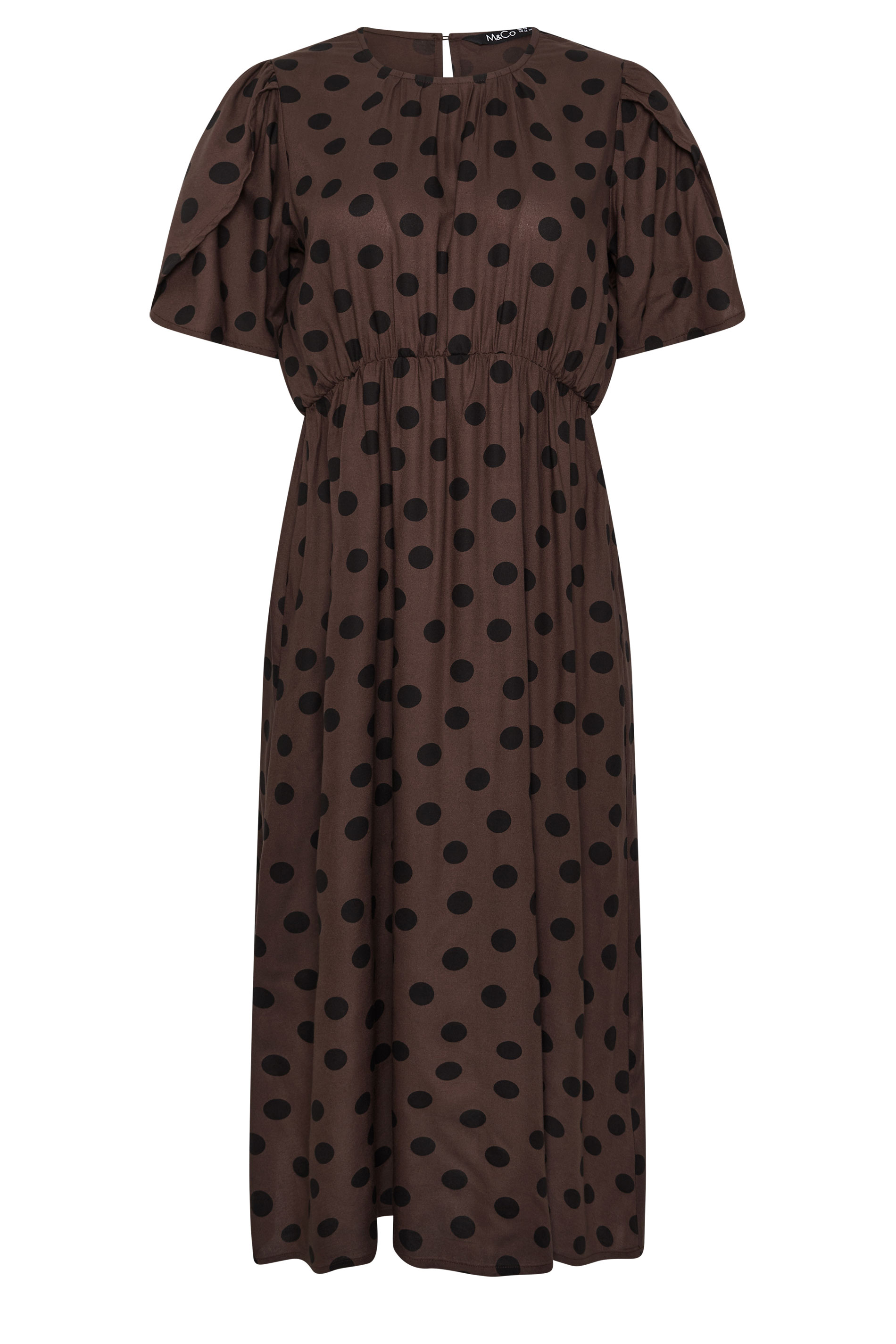 M&Co Brown Polka Dot Tulip Sleeve Dress | M&Co 5