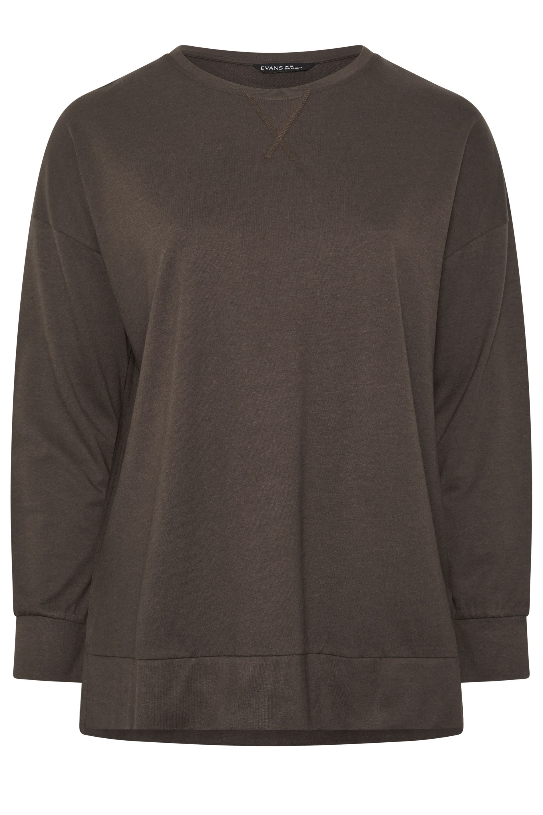 EVANS Plus Size Chocolate Brown Luxe Sweatshirt | Evans 5