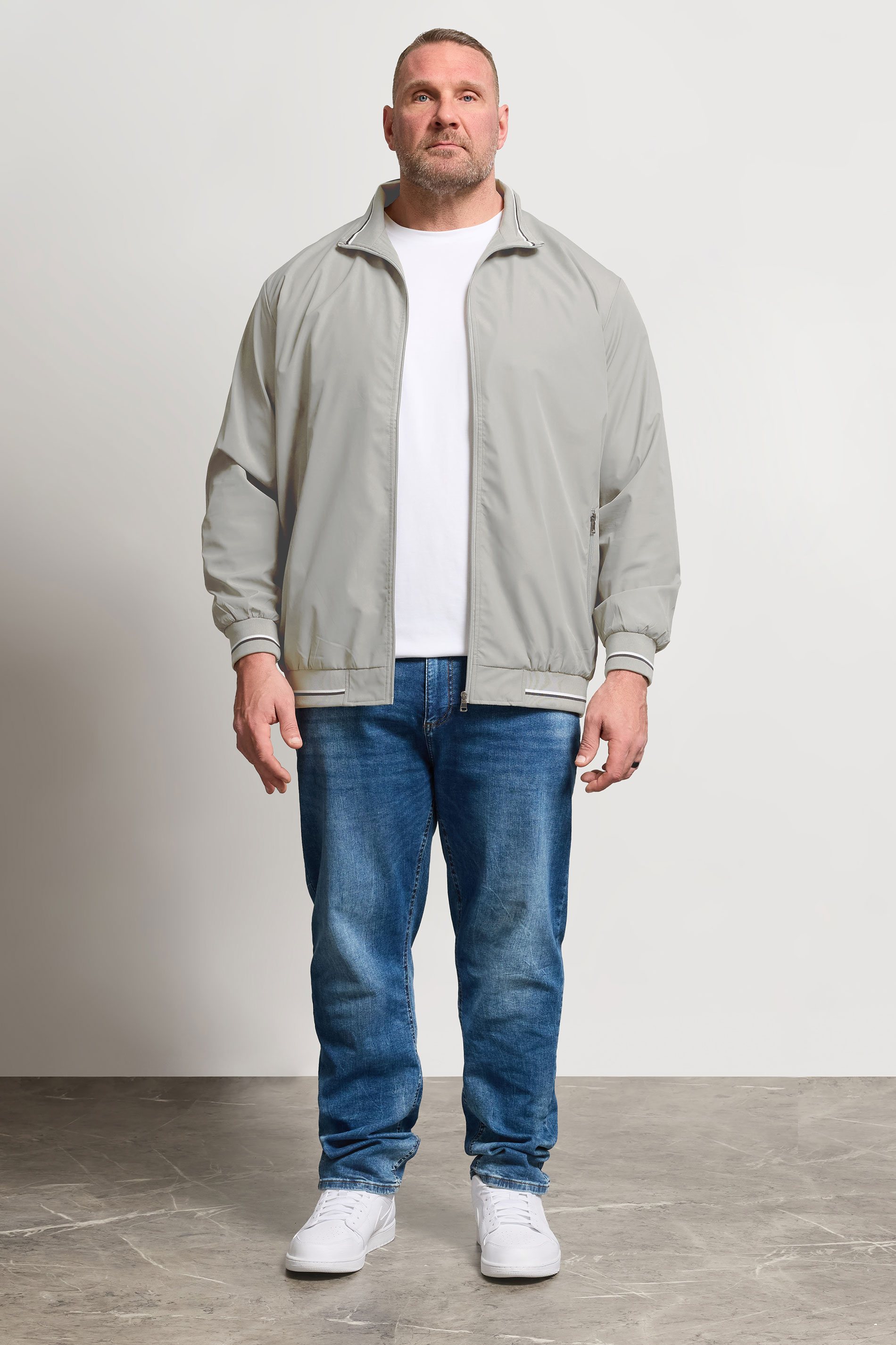 KAM Big & Tall Silver Grey Lightweight Harrington Jacket | BadRhino 1