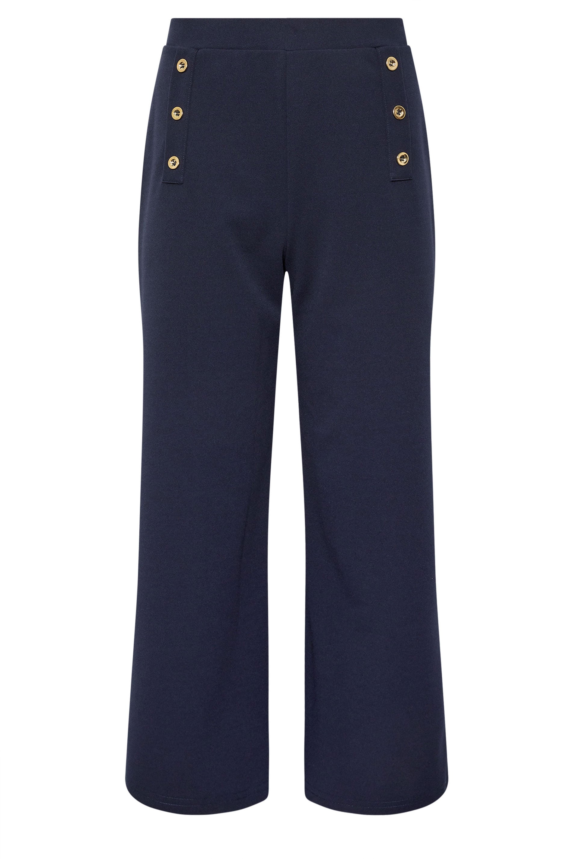 M&Co Navy Blue Military Button Cropped Trousers | M&Co 5