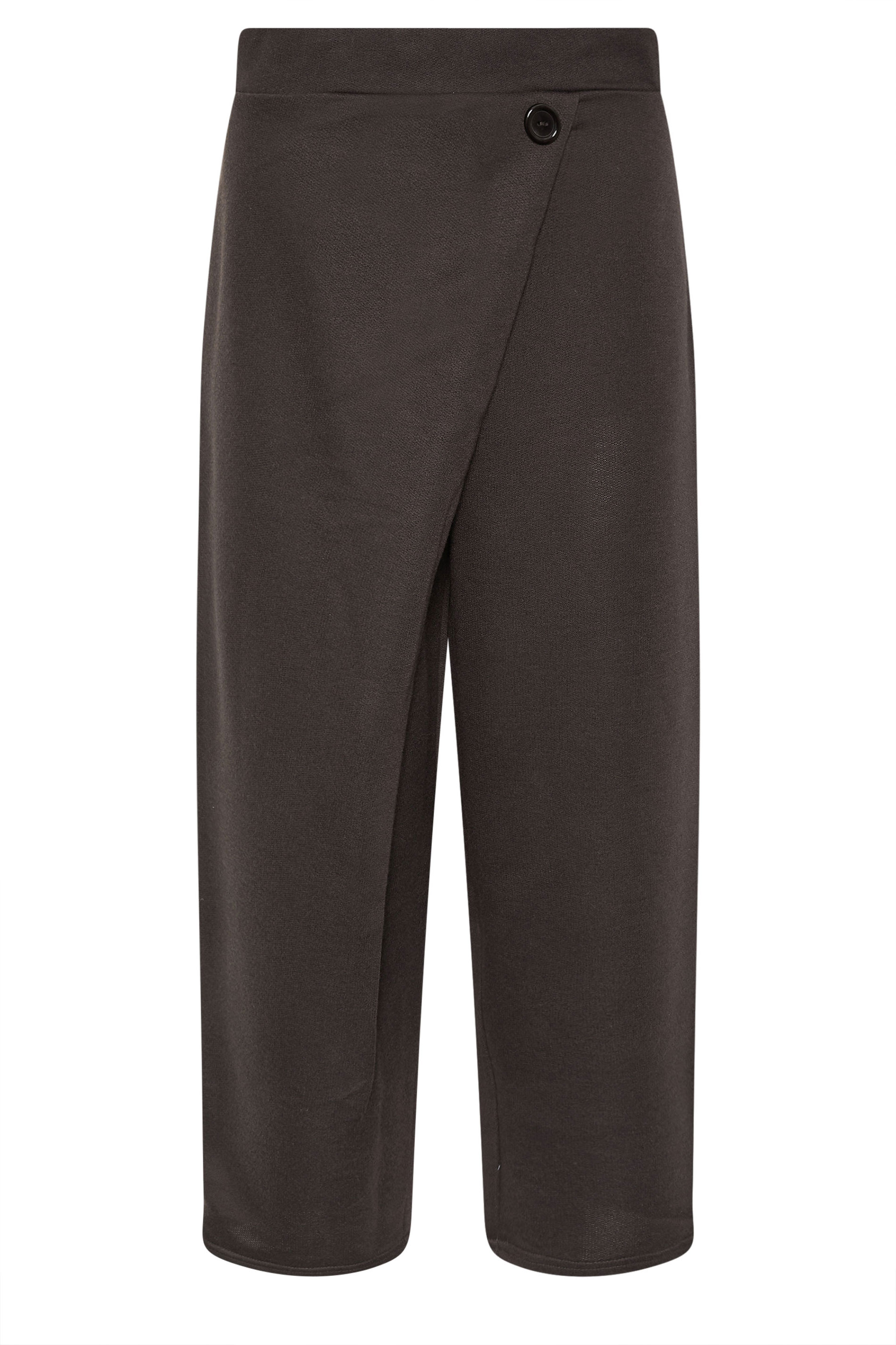 PixieGirl Petite Women's Chocolate Brown Jersey Wrap Wide Leg Trousers | PixieGirl 4