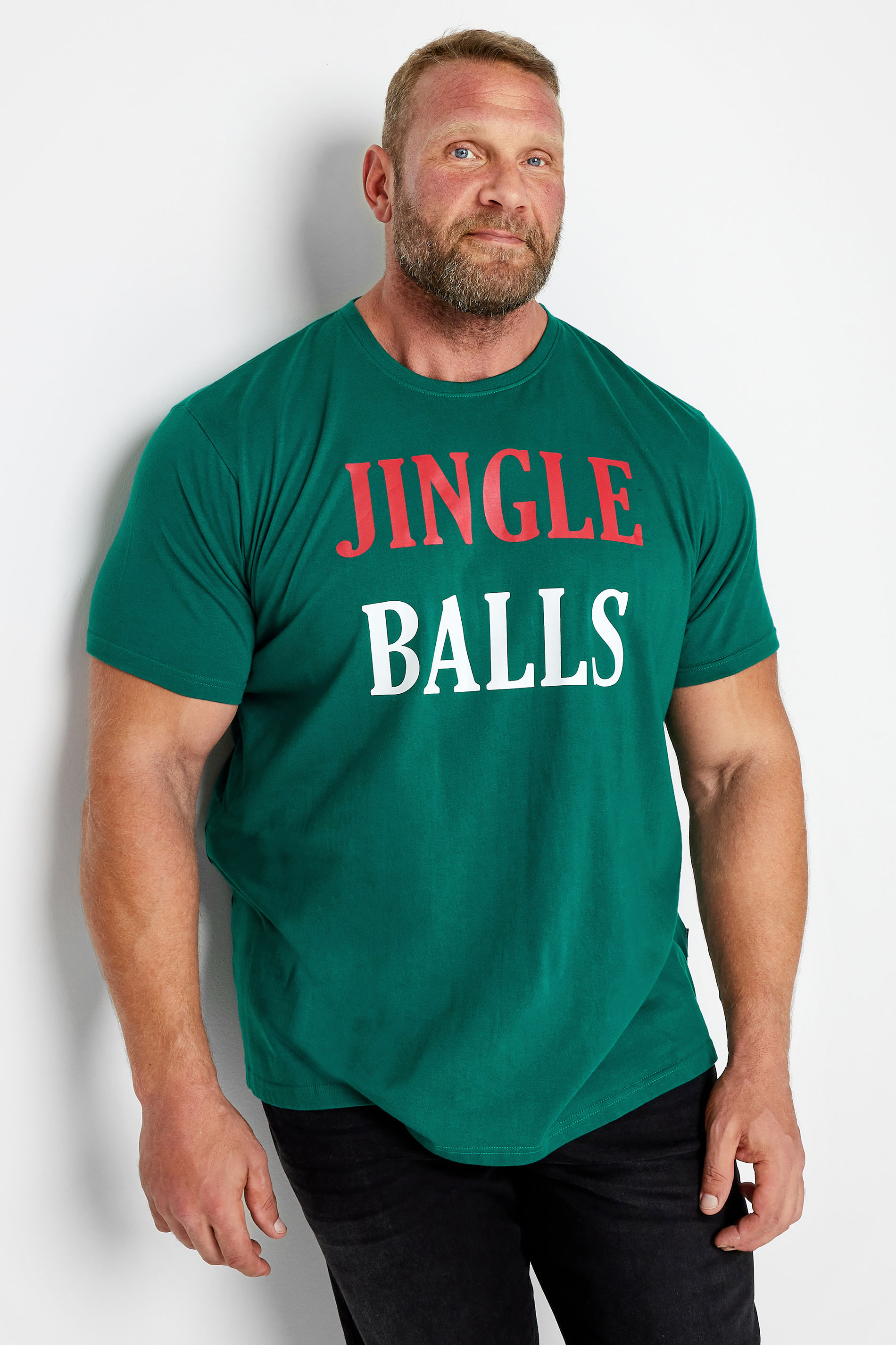 BadRhino Big & Tall Green 'Jingle' Slogan Christmas T-Shirt | BadRhino 2