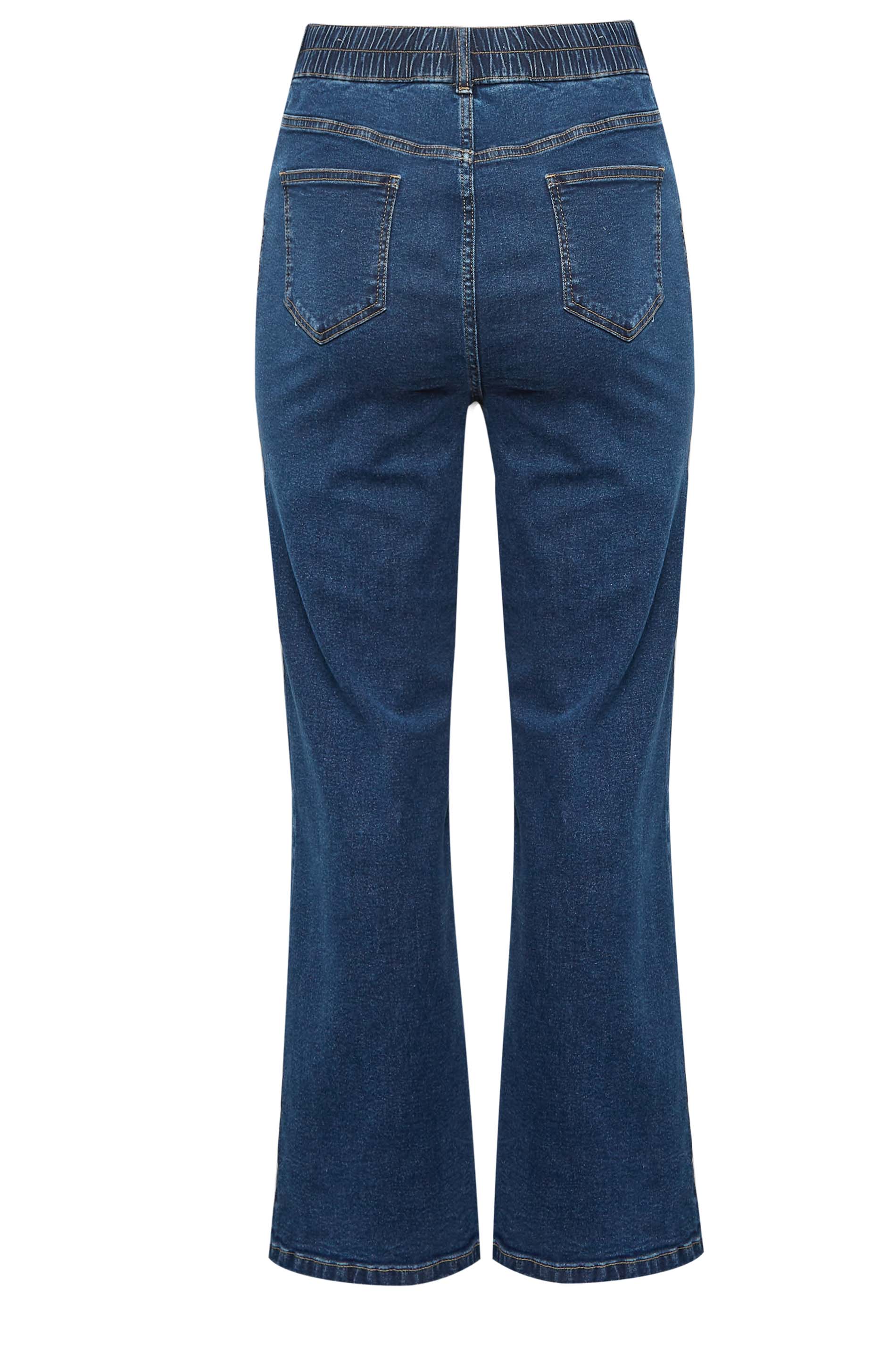 YOURS Plus Size Blue Elasticated Waist Stretch Wide Leg Jeans