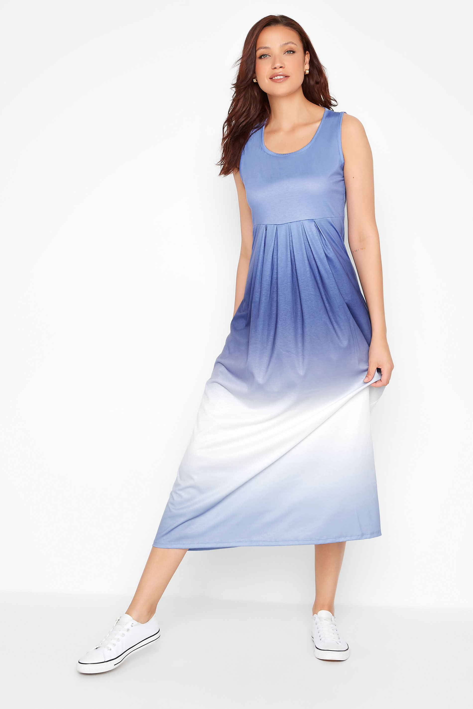 LTS Tall Blue Ombre Print Sleeveless Smock Dress 1