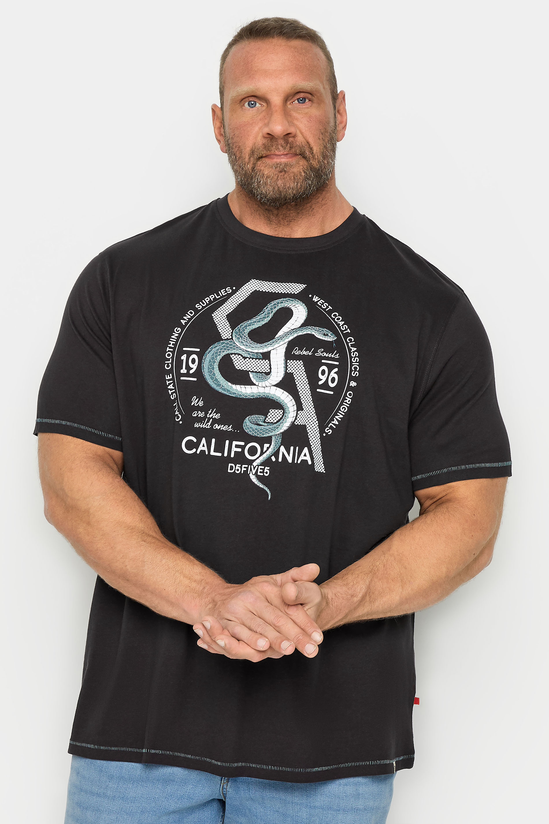 D555 Big & Tall Black 'California' Snake T-Shirt | BadRhino 2