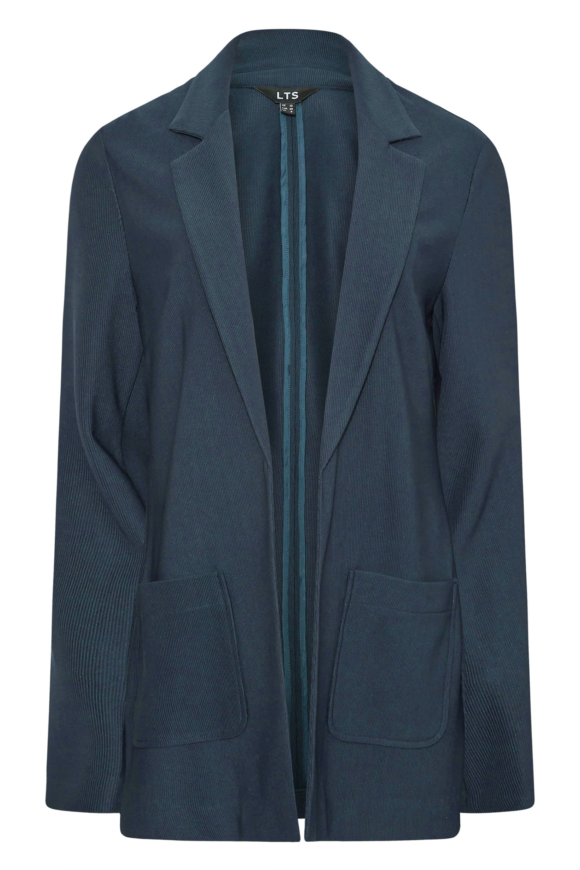 LTS Tall Women's Navy Blue Ribbed Blazer Jacket | Long Tall Sally  2