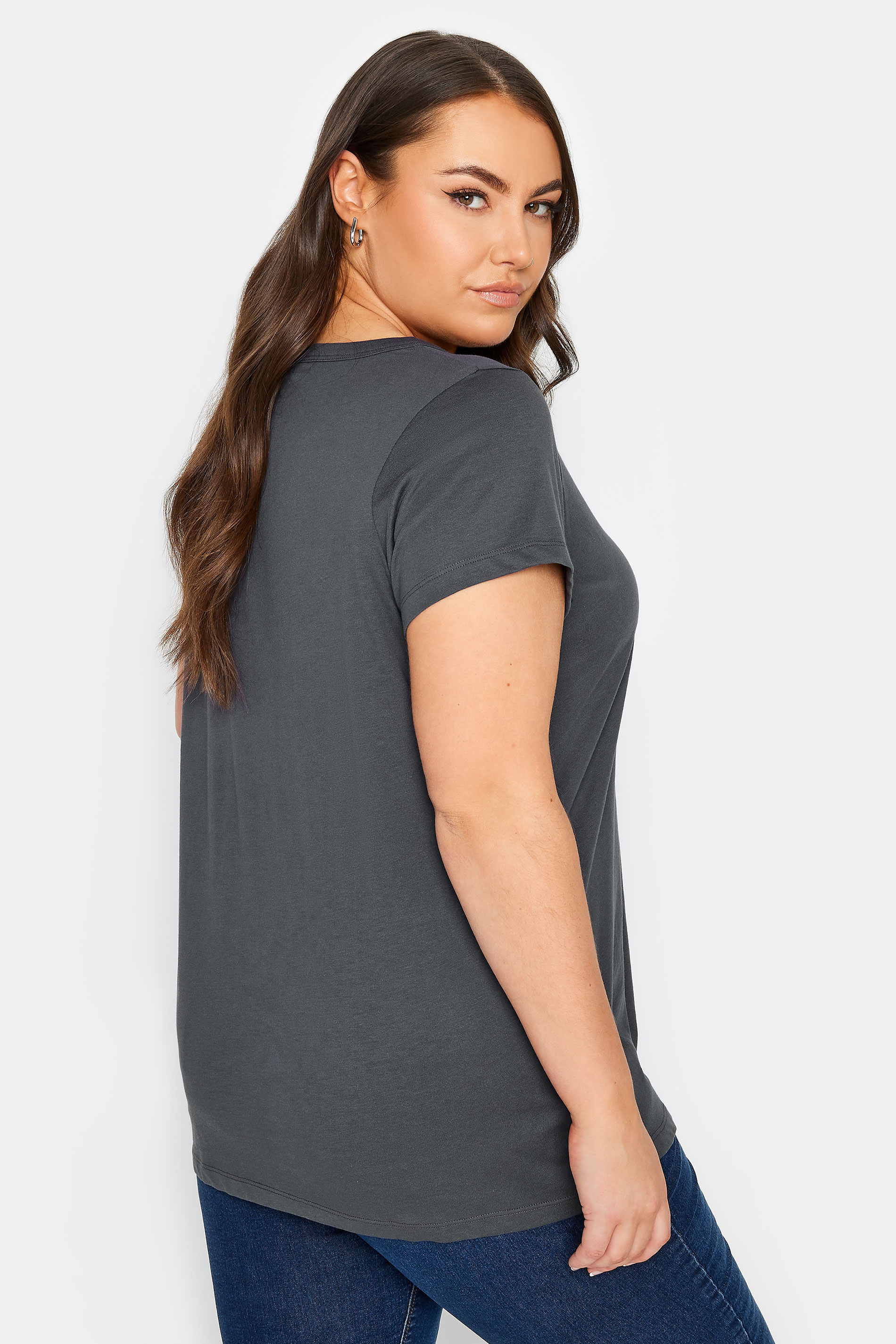 YOURS Plus Size Charcoal Grey Essential T-Shirt | Yours Clothing 3