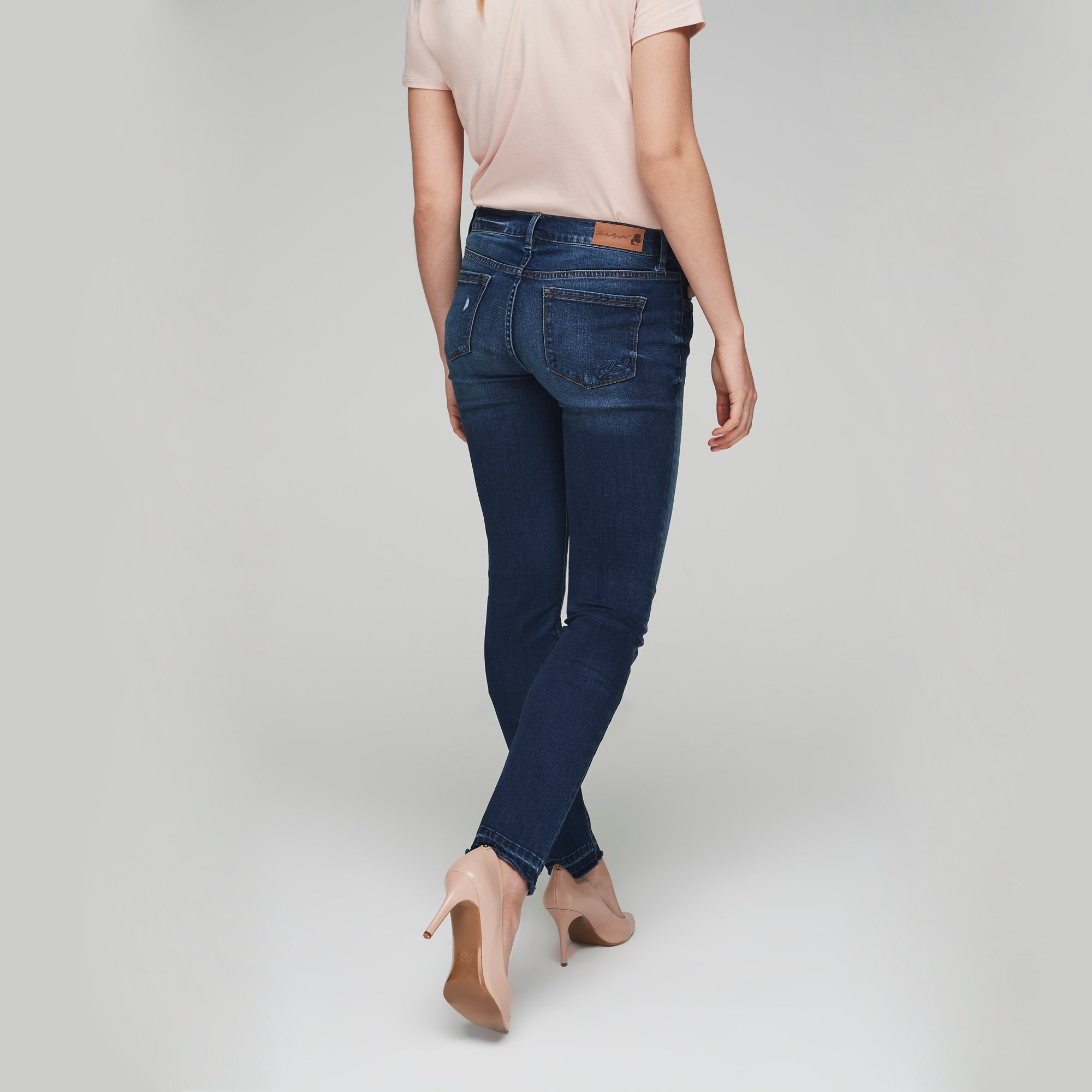 Karl Lagerfeld Indigo Blue Distressed Skinny Jeans | Long Tall Sally