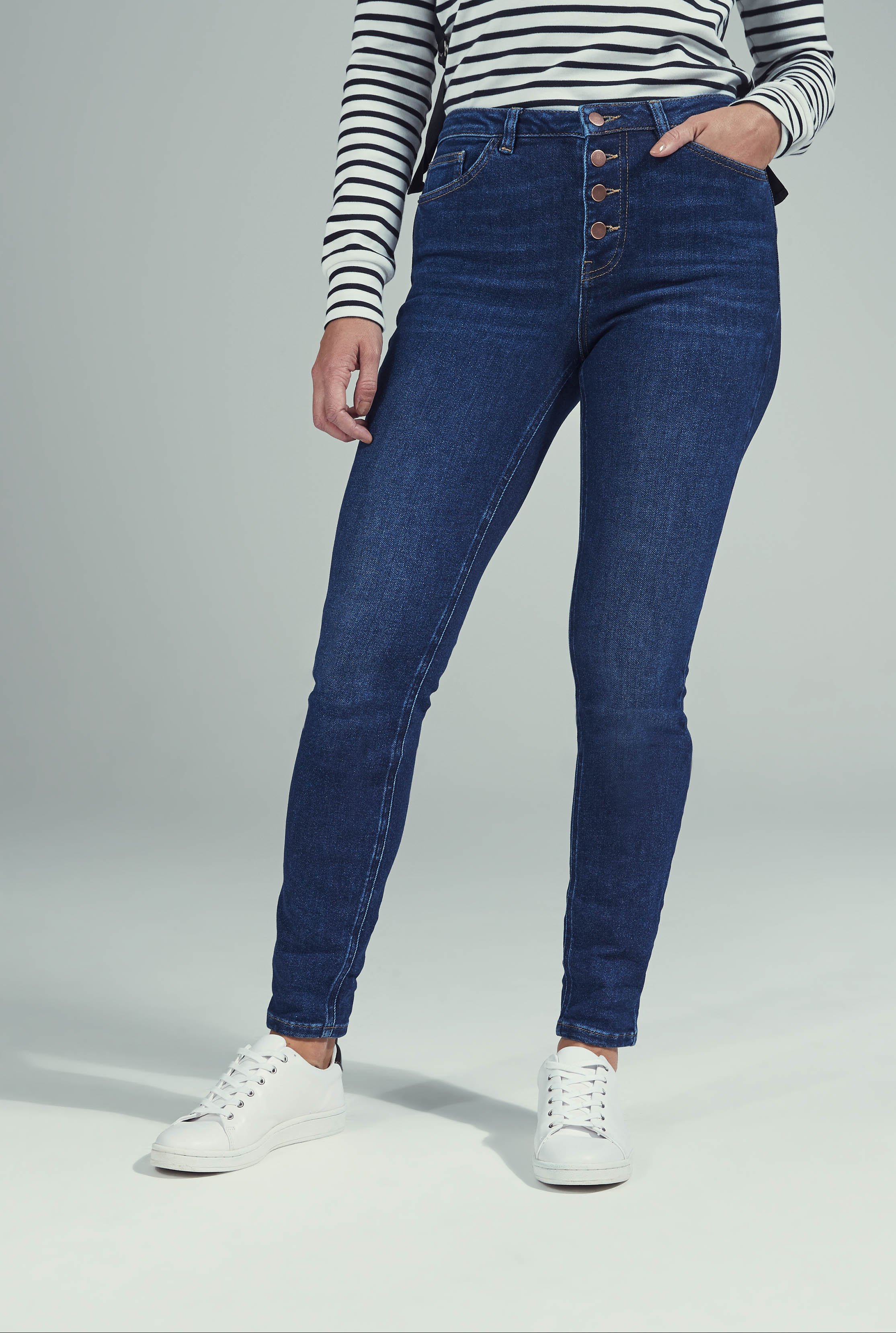 Indigo Blue Vintage Button Fly Skinny Jean | Long Tall Sally