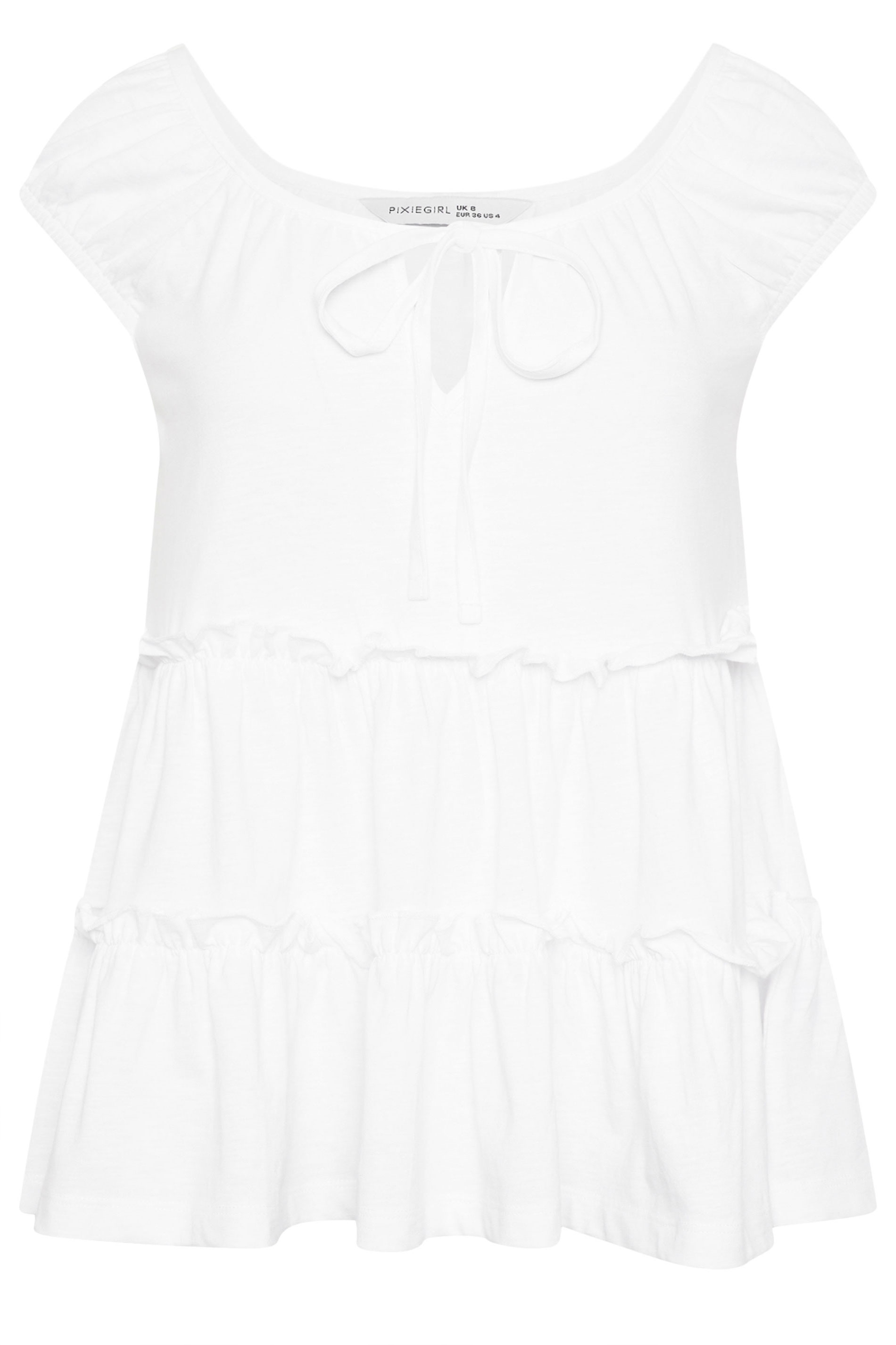 PixieGirl Petite Women's White Tiered Cotton Top | PixieGirl 5