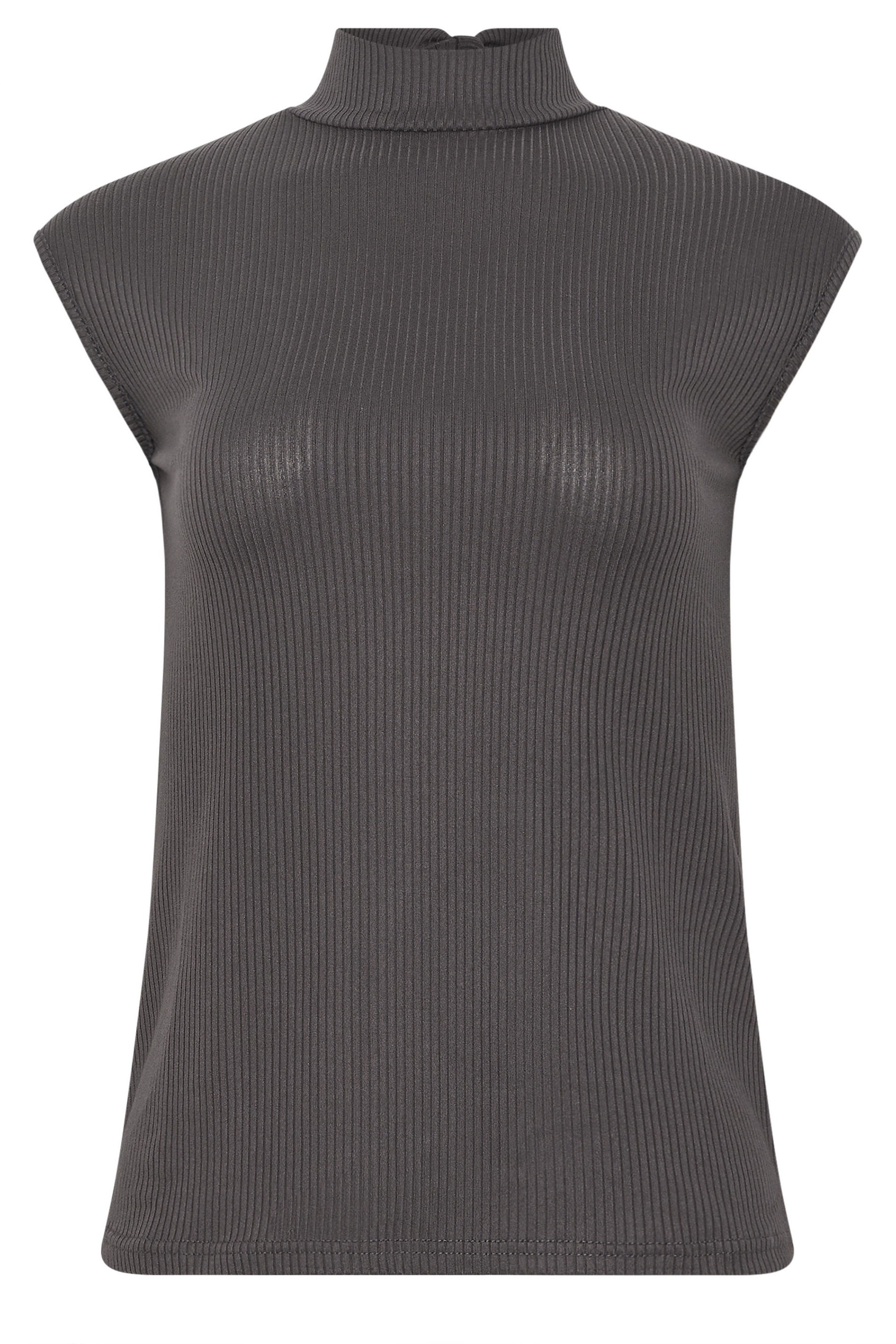 LTS Tall Women's Grey Tie Back Ribbed Top | Long Tall Sally 5
