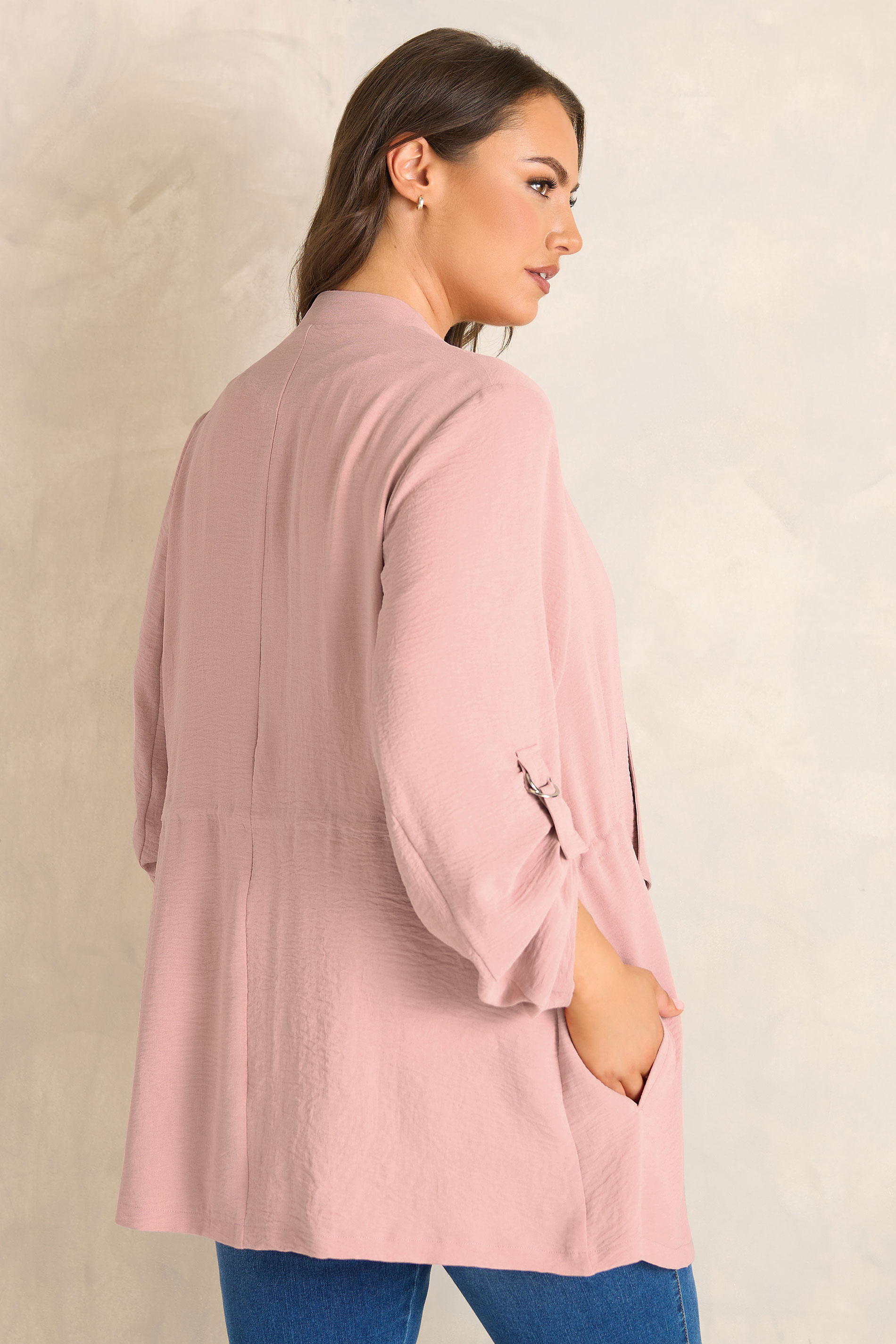 EVANS Plus Size Pink Lightweight Waterfall Jacket | Evans 2