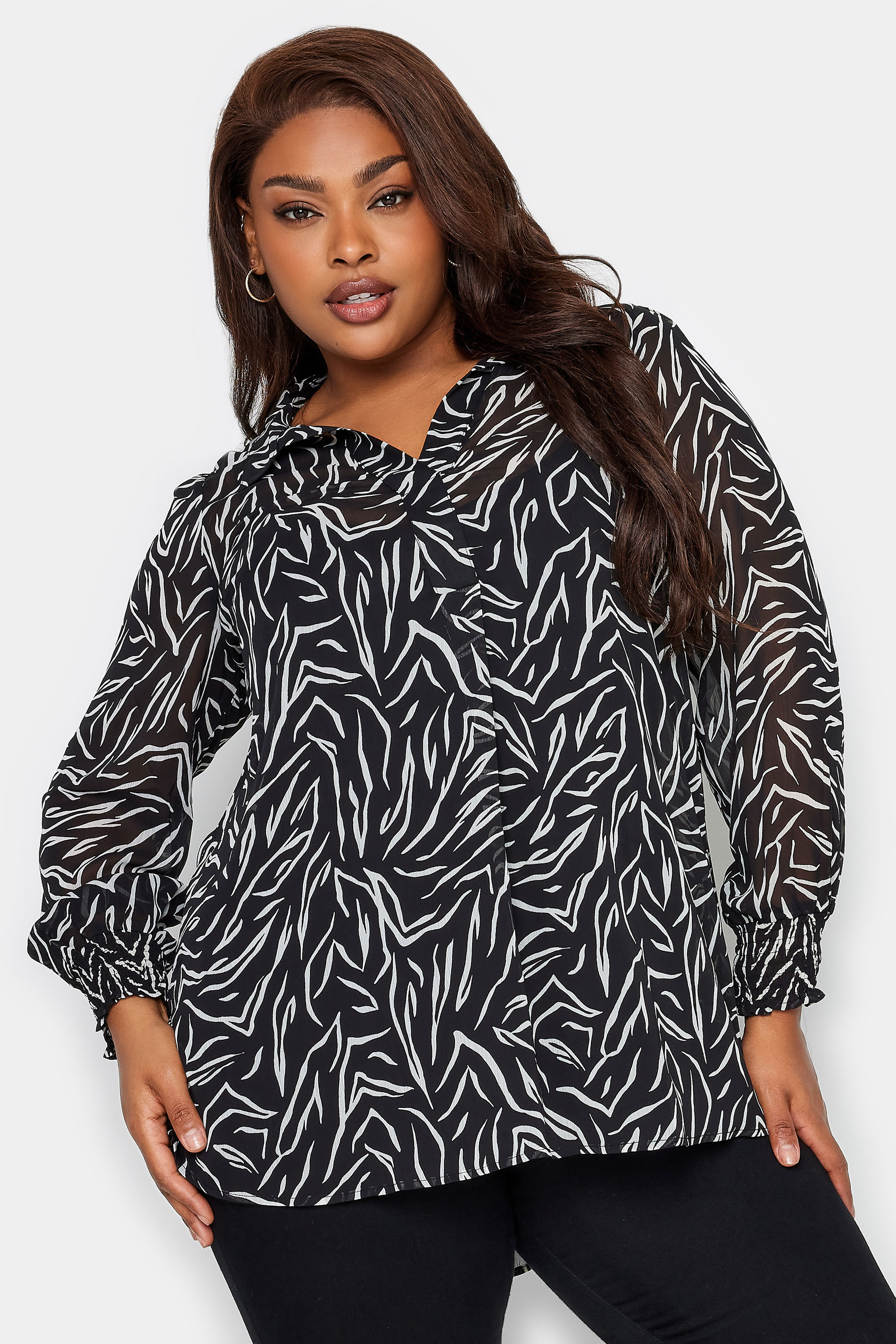 YOURS Plus Size Black Zebra Print Blouse | Yours Clothing 1