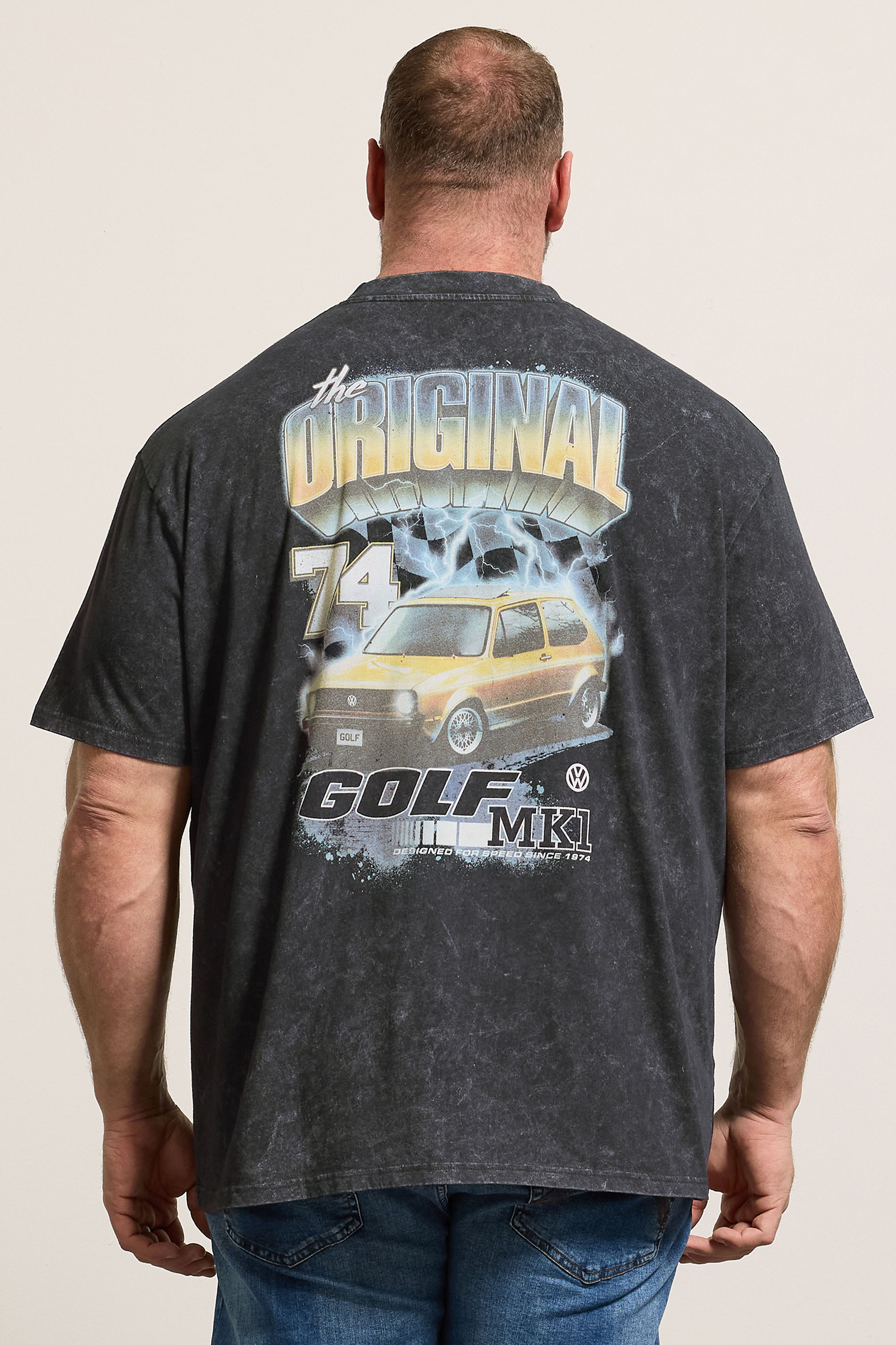 BadRhino Big & Tall Black Acid Wash Golf GTI Graphic T-Shirt | BadRhino 2