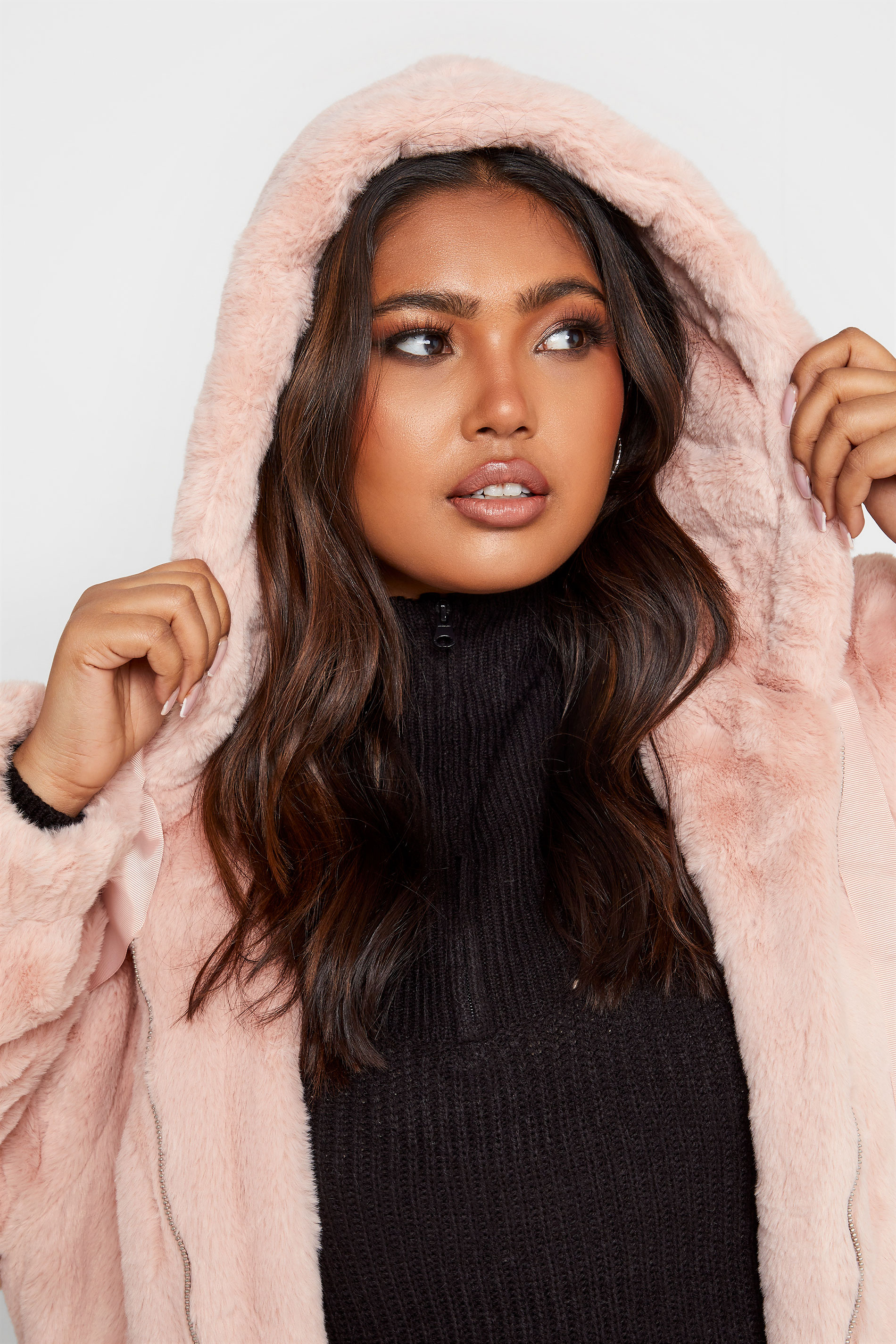 Plus Size Pink Faux Fur Oversized Jacket | Yours Clothing
