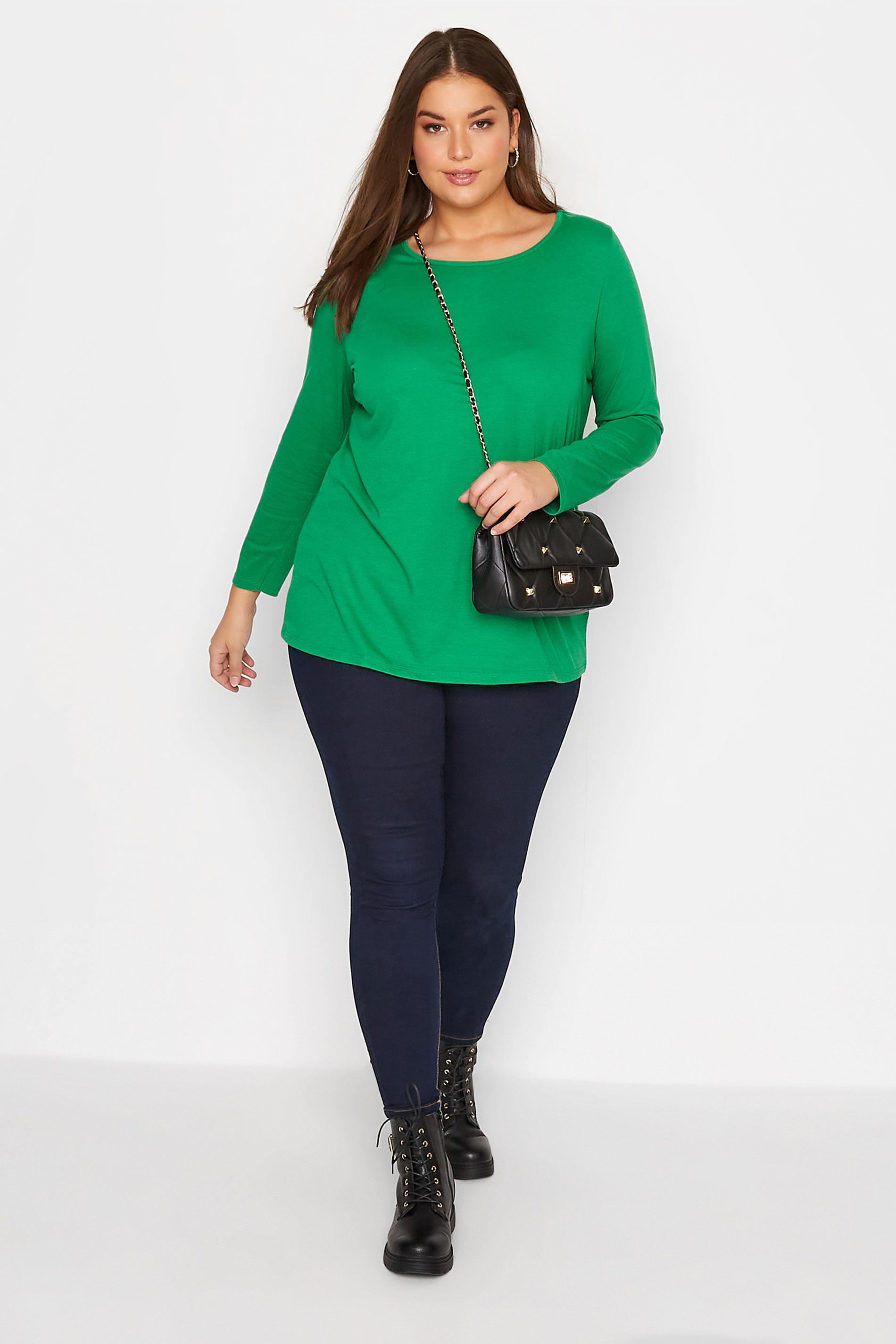 Plus Size Green Long Sleeve T-Shirt | Yours Clothing 2