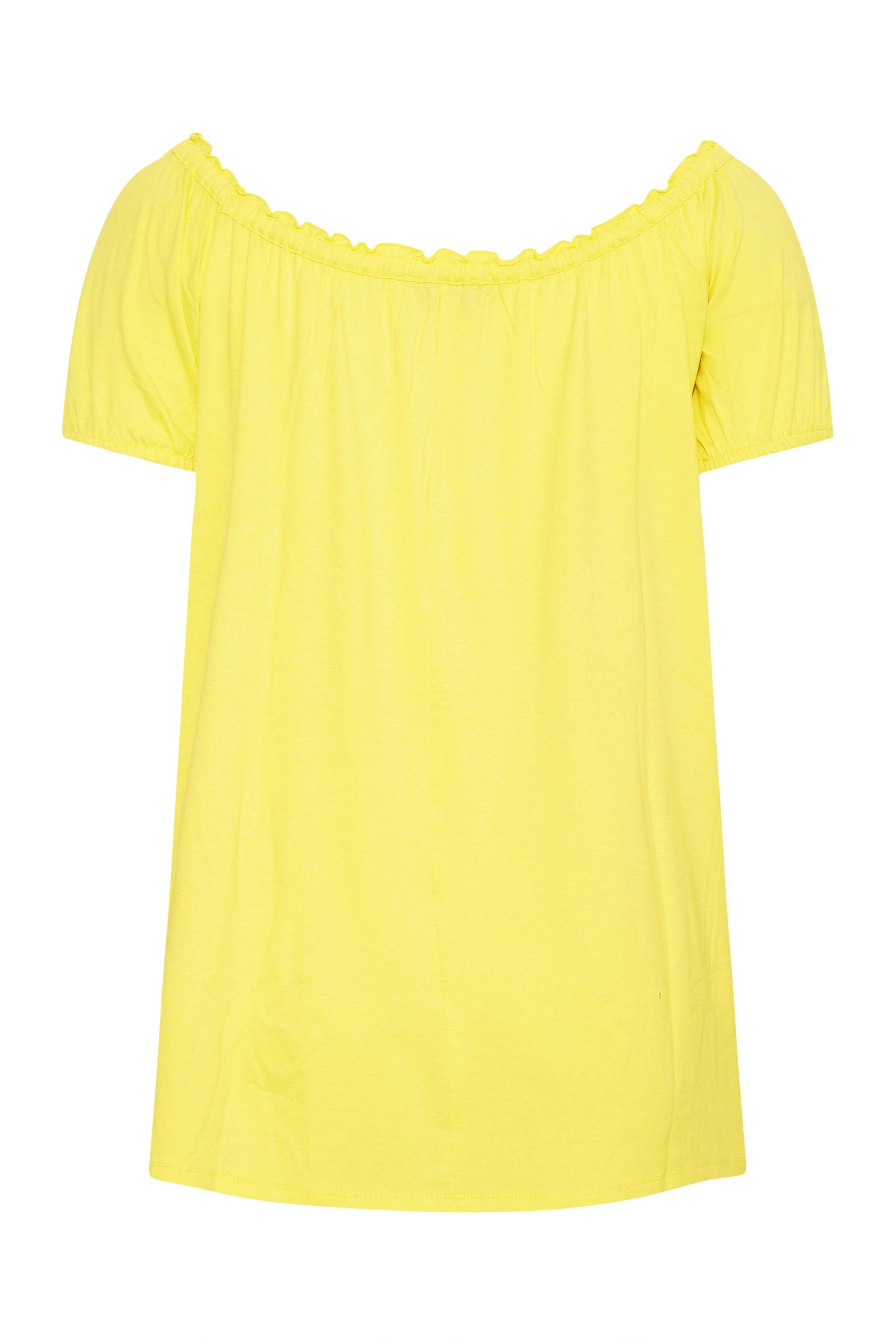 Plus Size Yellow Embroidered Bardot Top | Yours Clothing