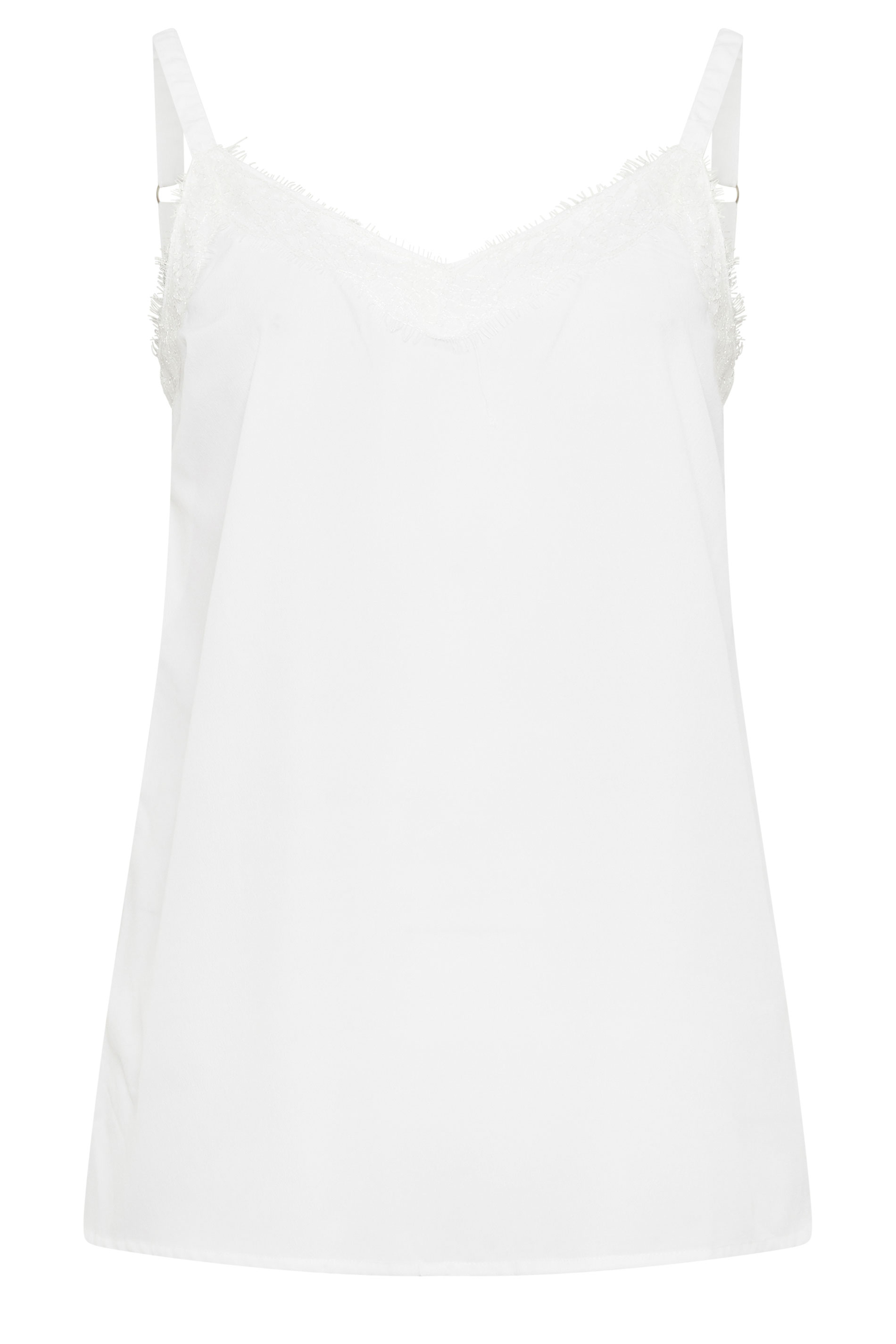 YOURS Plus Size White Lace Insert Cami Vest Top | Yours Clothing 5