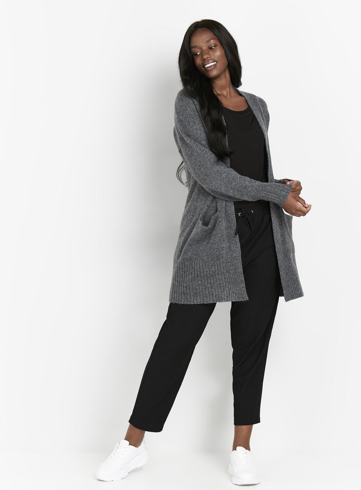 Open Front Charcoal Cardigan 1