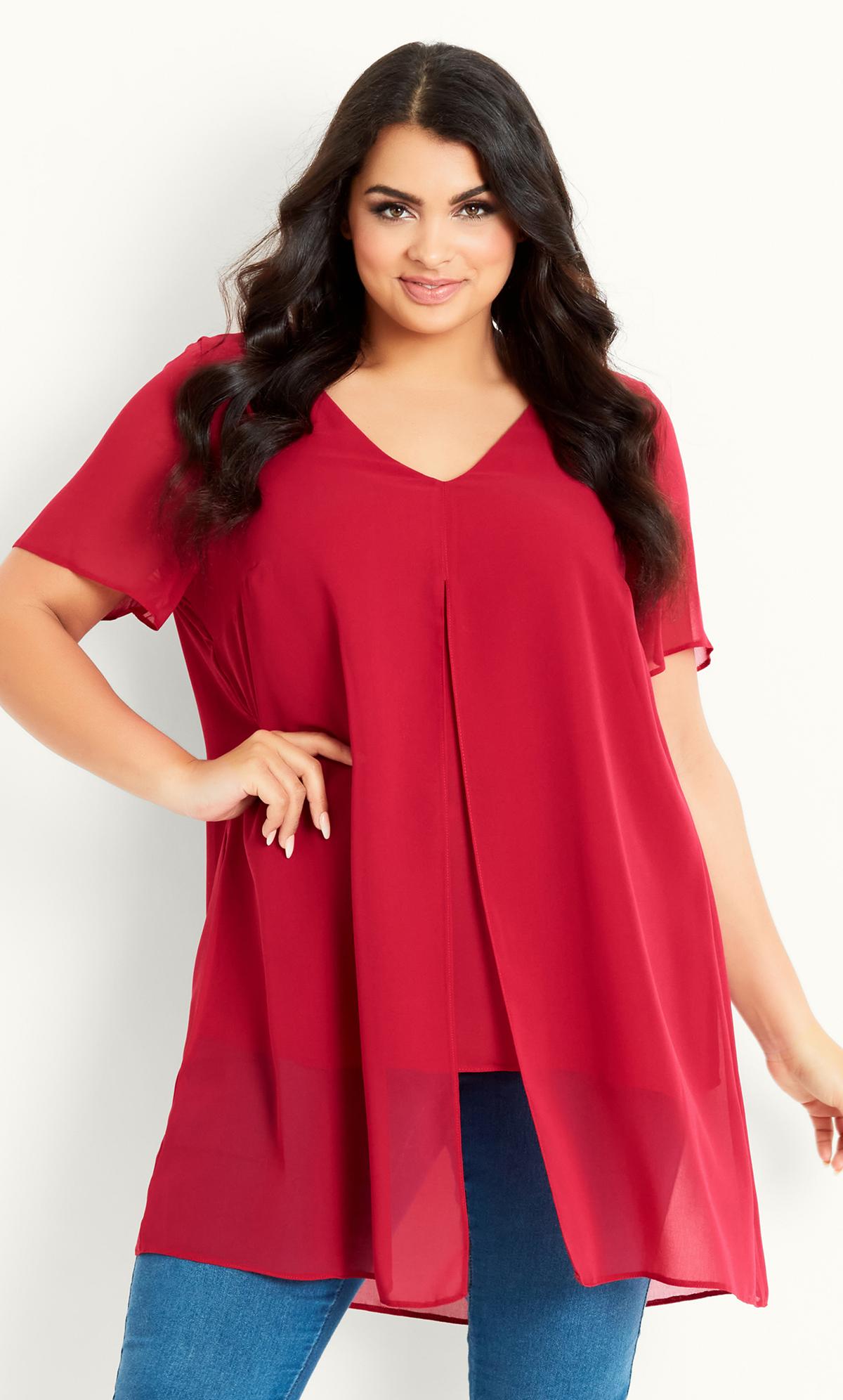 Double Layer V Neck Top Pink 1