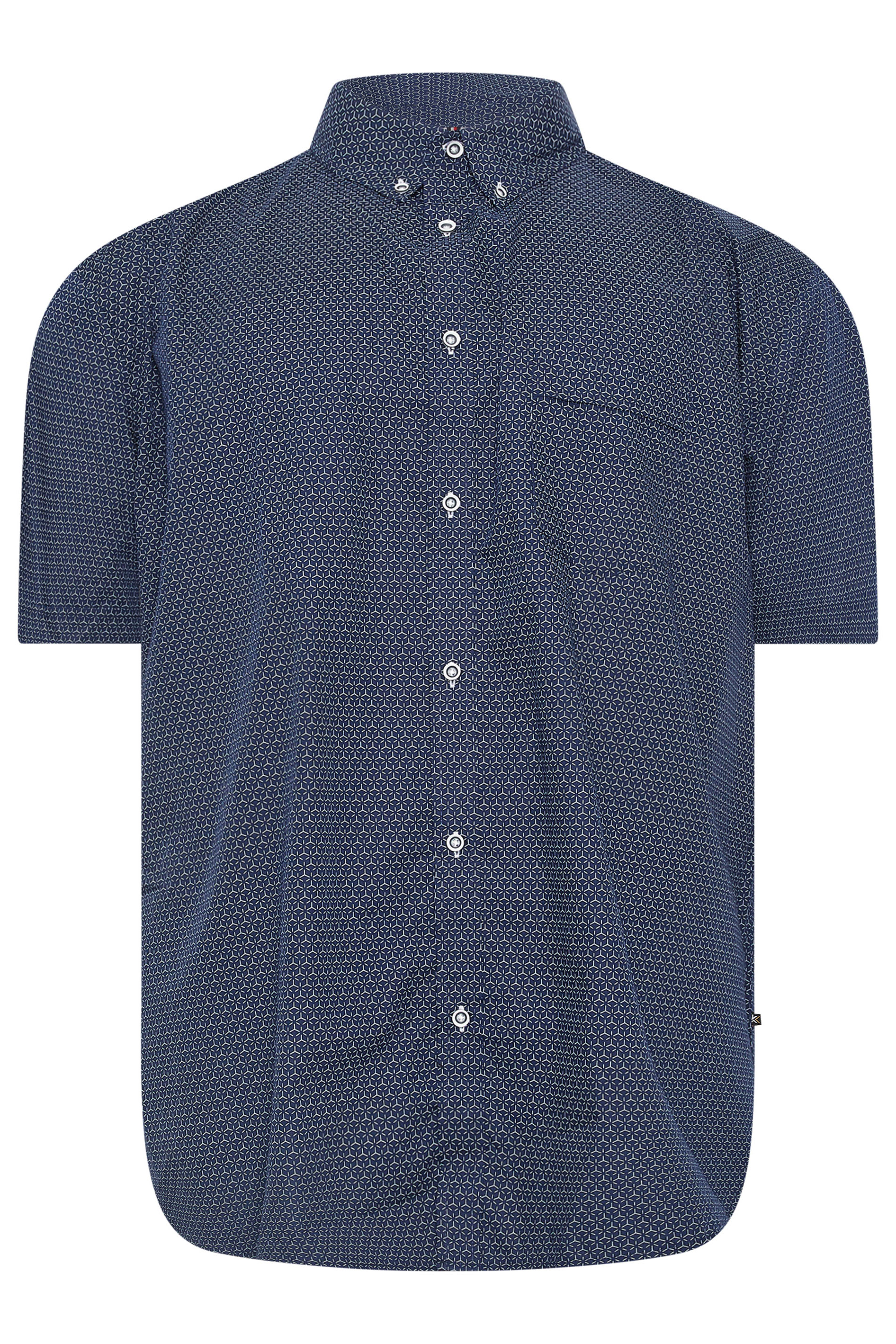 KAM Big & Tall Navy Blue Geo Print Shirt | BadRhino 2