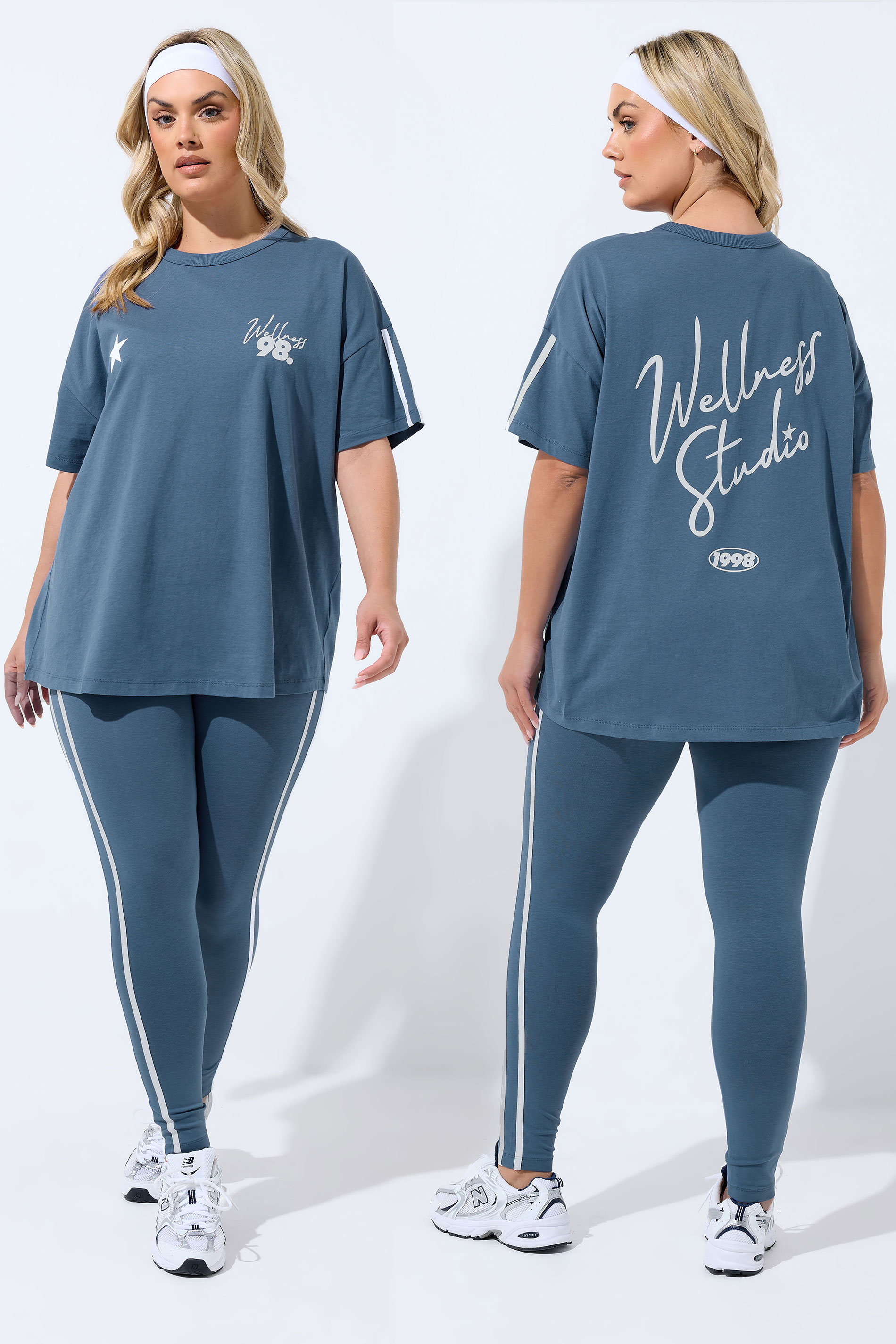 YOURS ACTIVE Plus Size Blue 'Wellness Studio' T-Shirt | Yours Clothing 3
