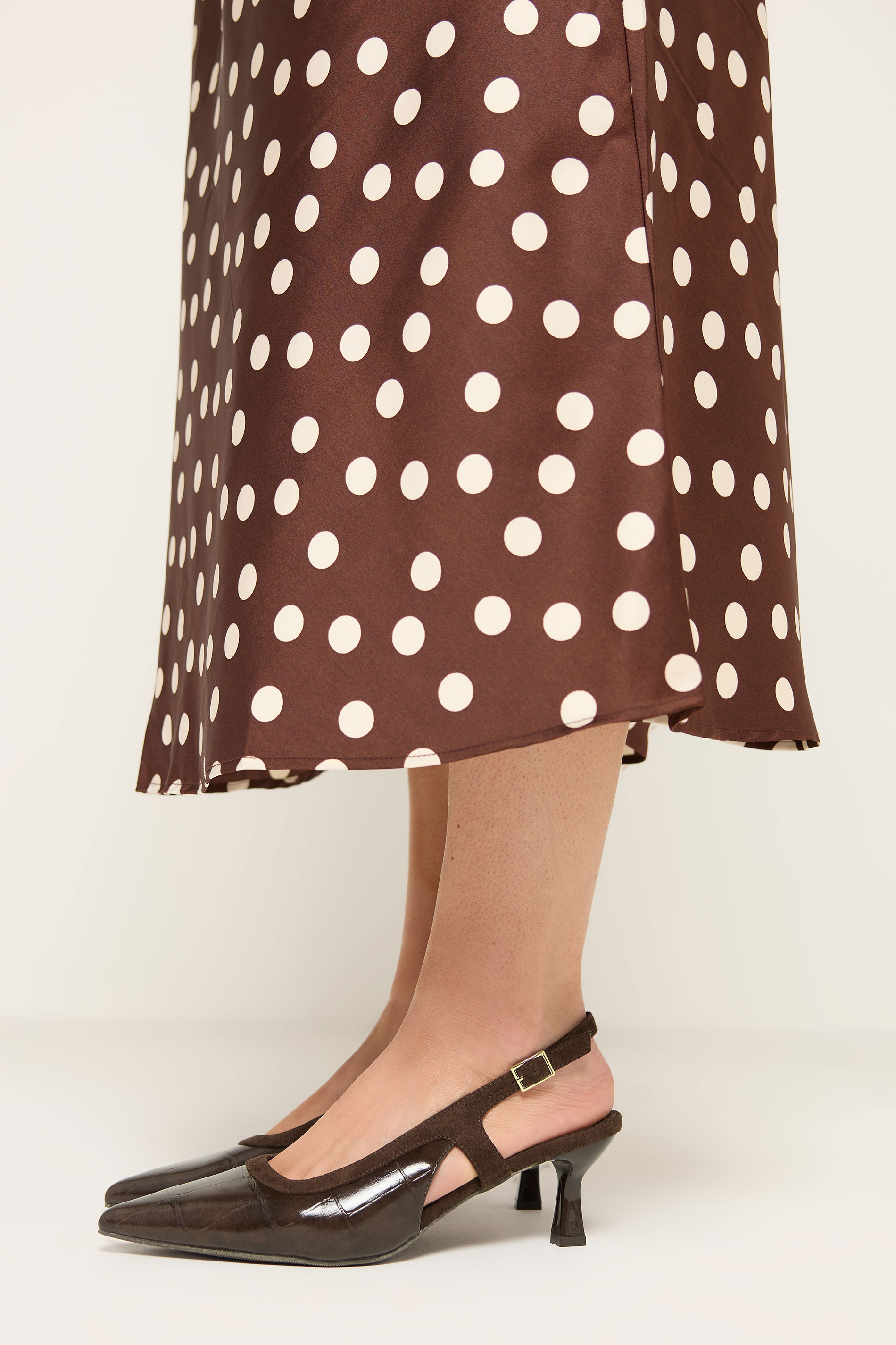Chocolate Brown Croc Embossed Sling Back Heels In Wide E Fit | Yours Clothing 1