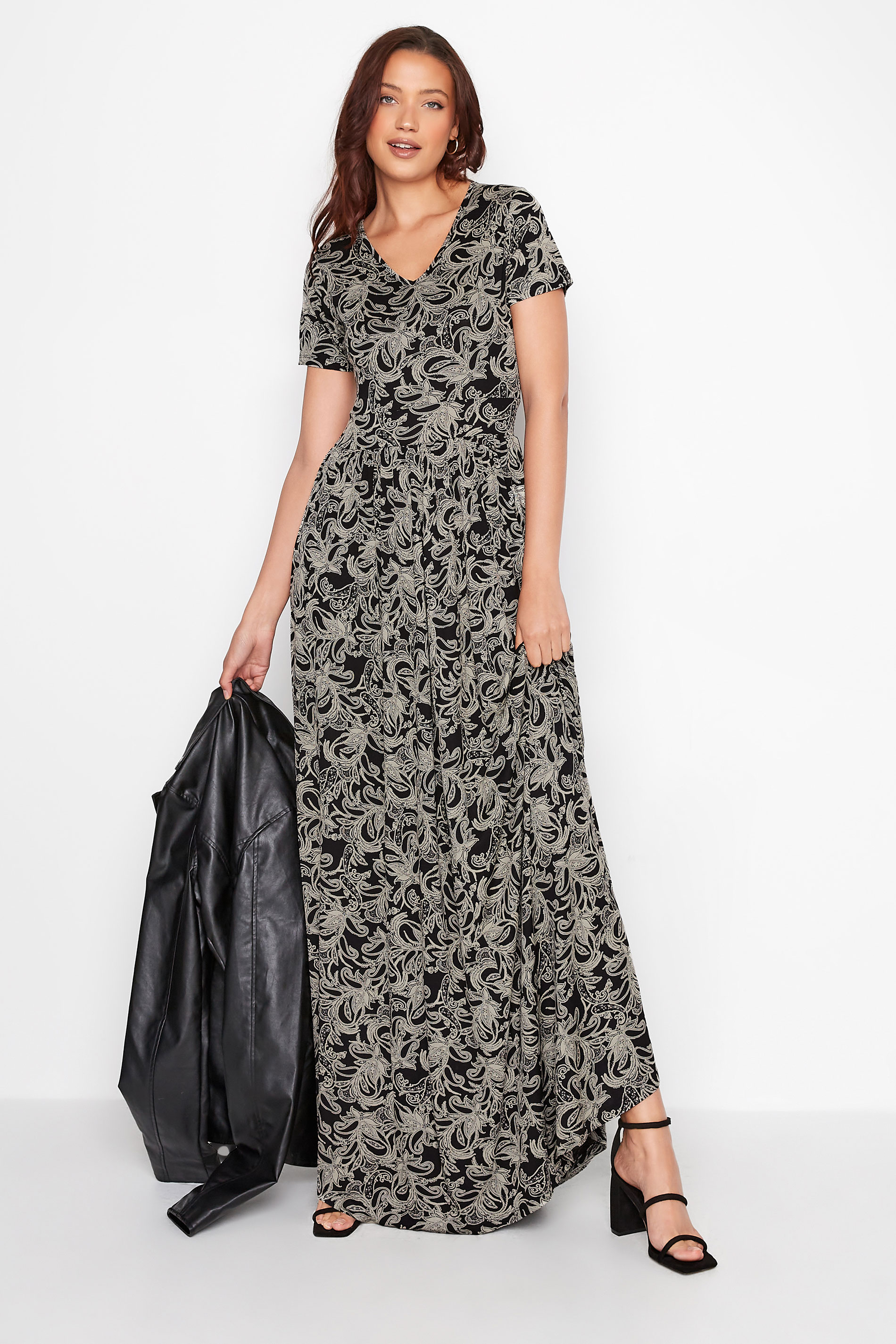 LTS Tall Women's Black Paisley Print Maxi Dress | Long Tall Sally 1
