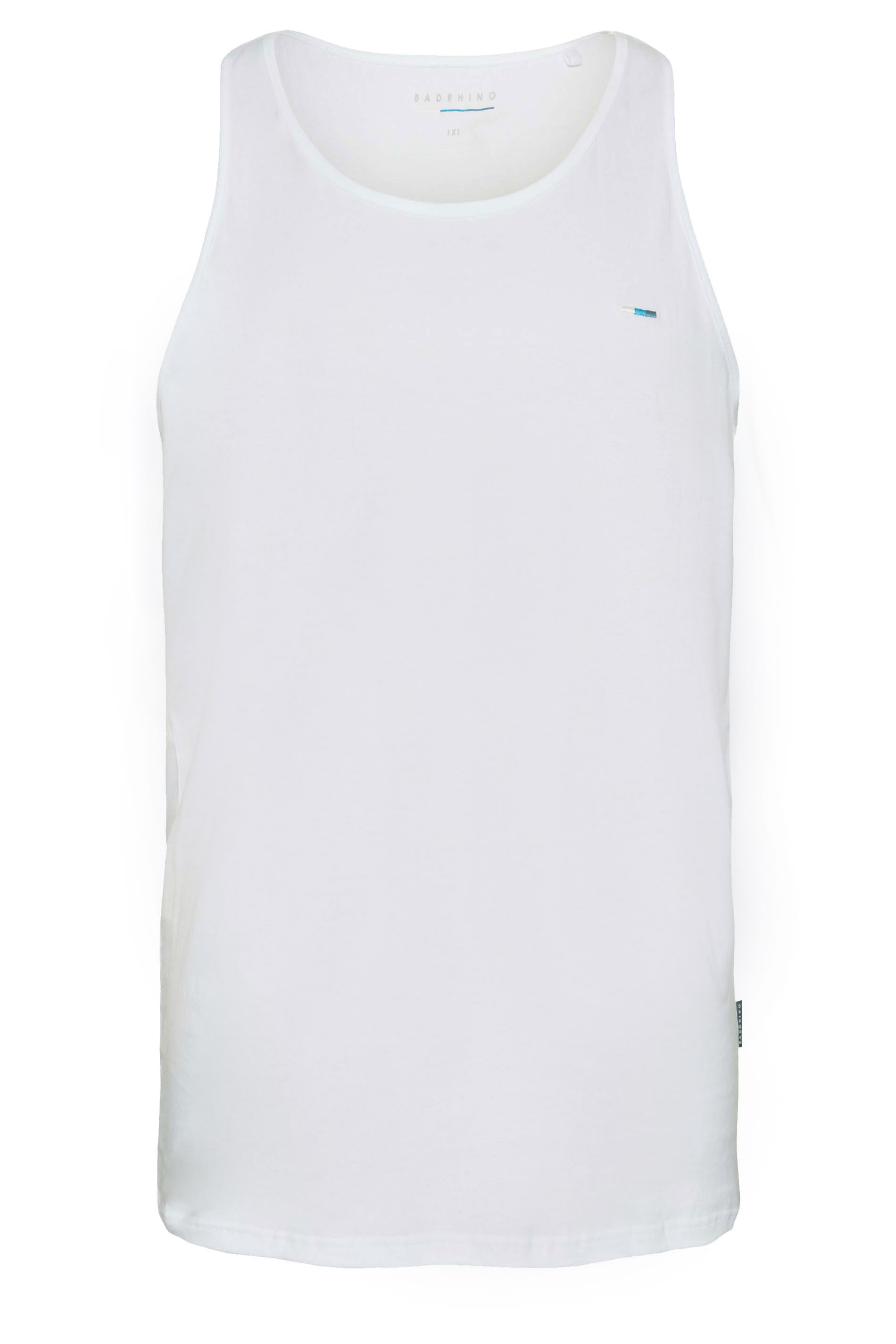 BadRhino Big & Tall White Extra Long Plain Vest Top | BadRhino 5