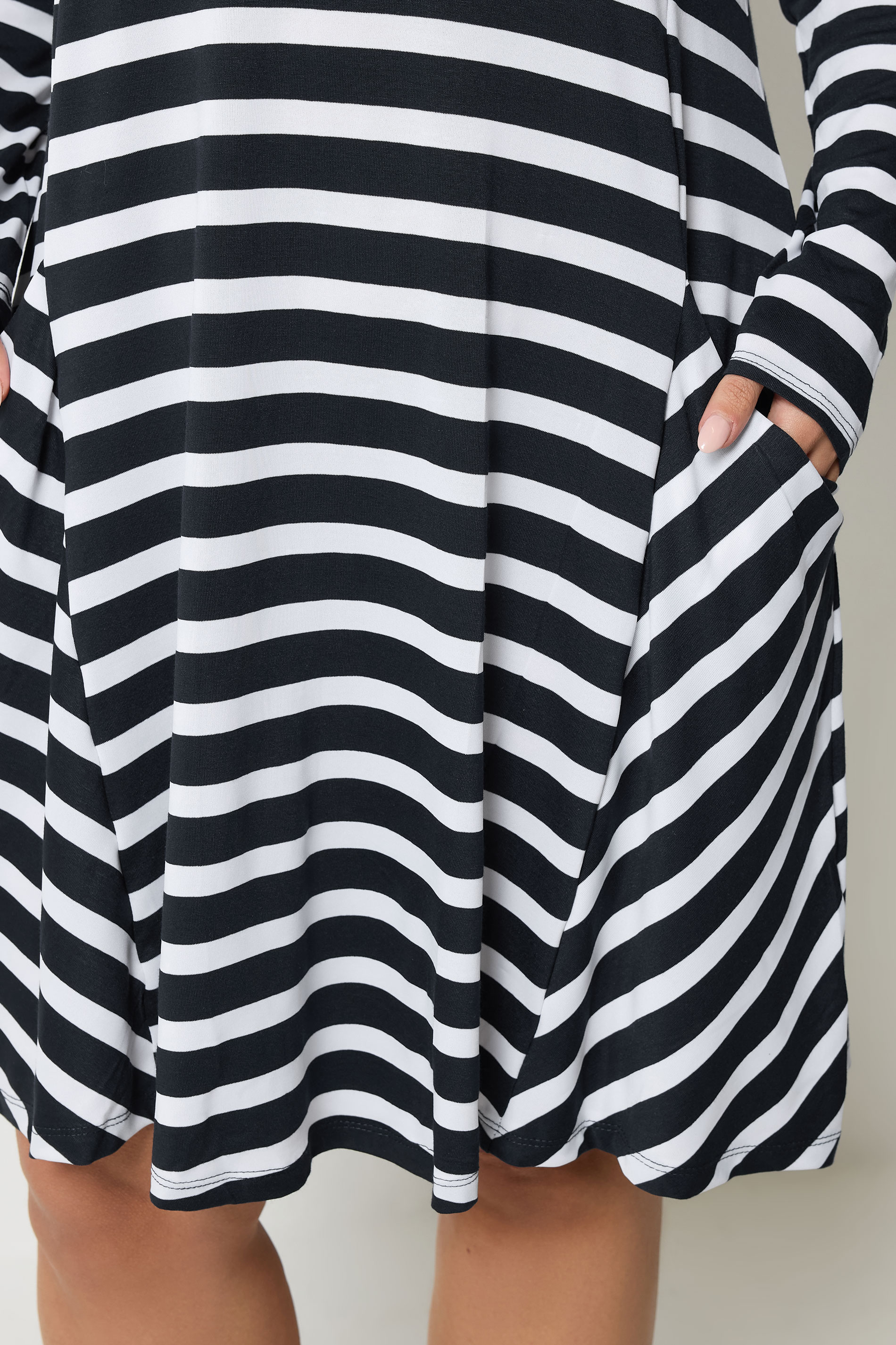 YOURS Plus Size Black Stripe Drape Pocket Dress | Yours Clothing 4