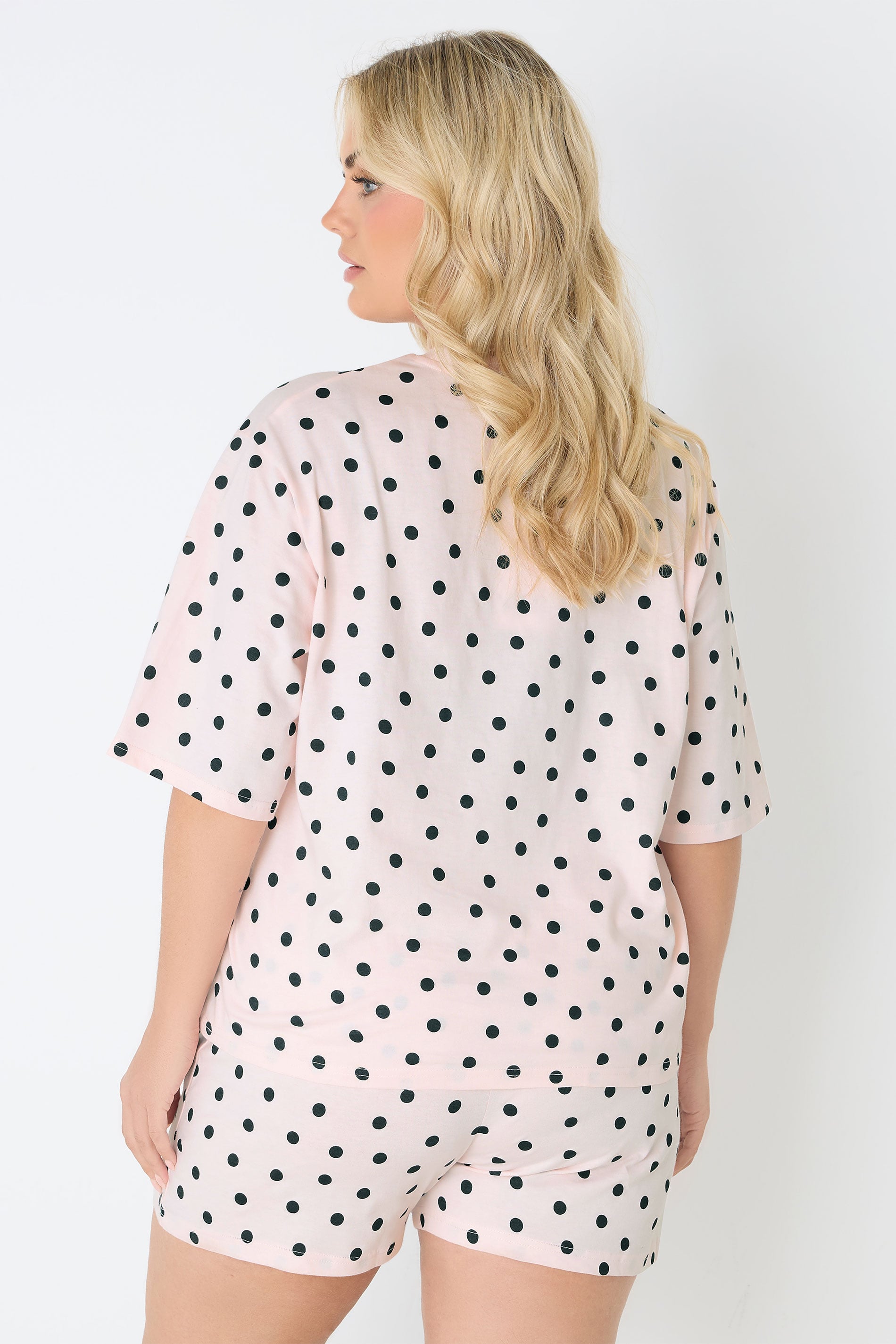 YOURS Plus Size Pink Polka Dot Pyjama Shorts | Yours Clothing 2