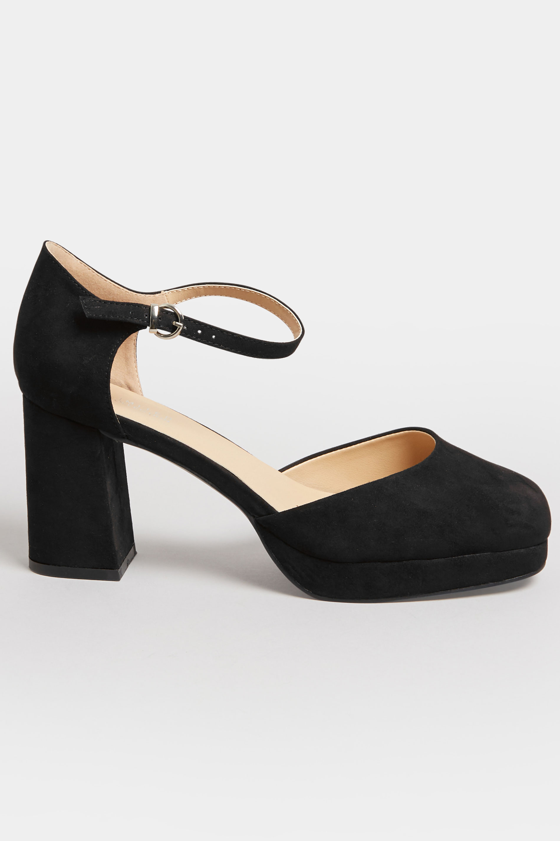 LIMITED COLLECTION Black Platform Court Shoes In Extra Wide EEE Fit ...