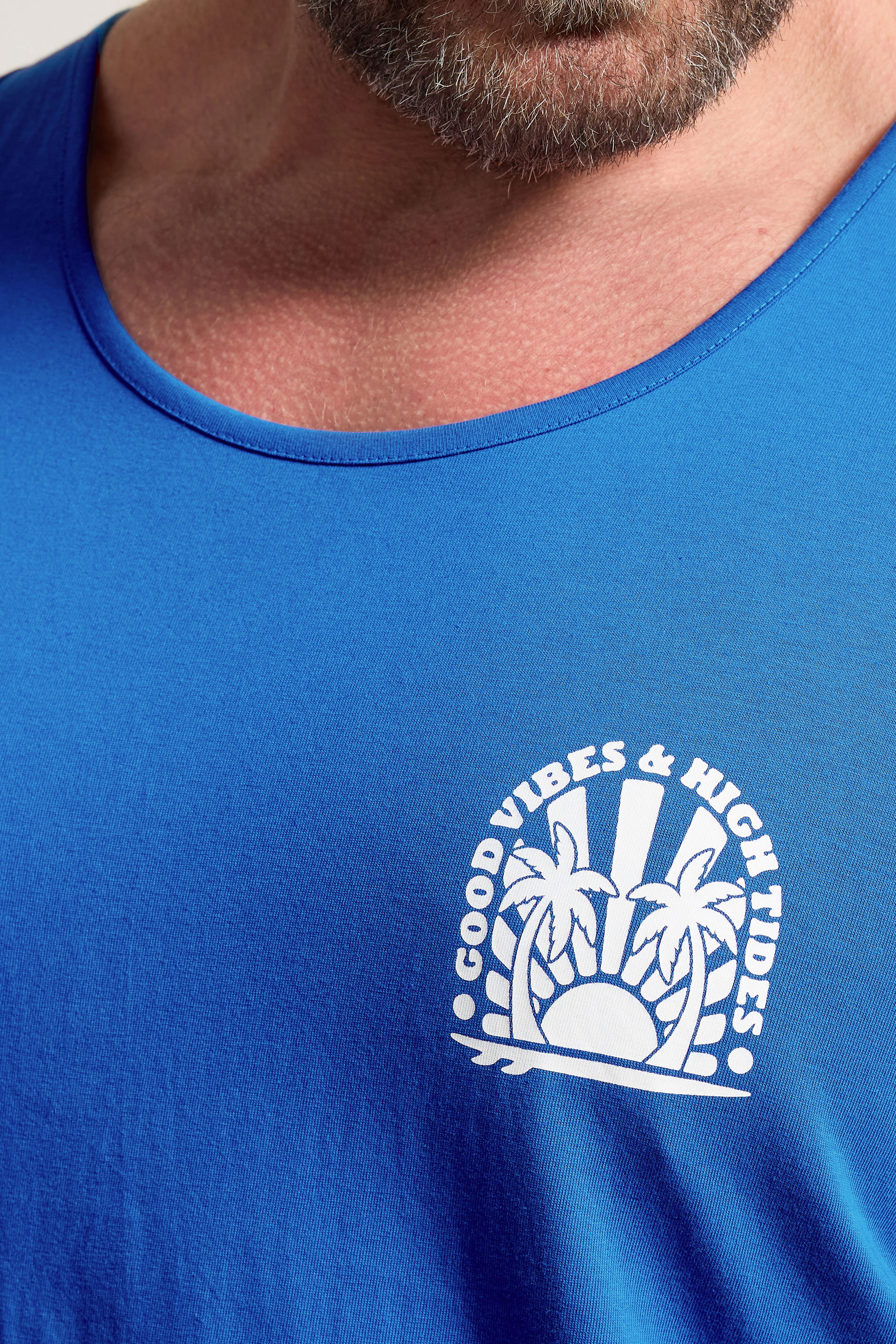 BadRhino Big & Tall Blue Extra Long Good Vibes Vest Top | BadRhino 5