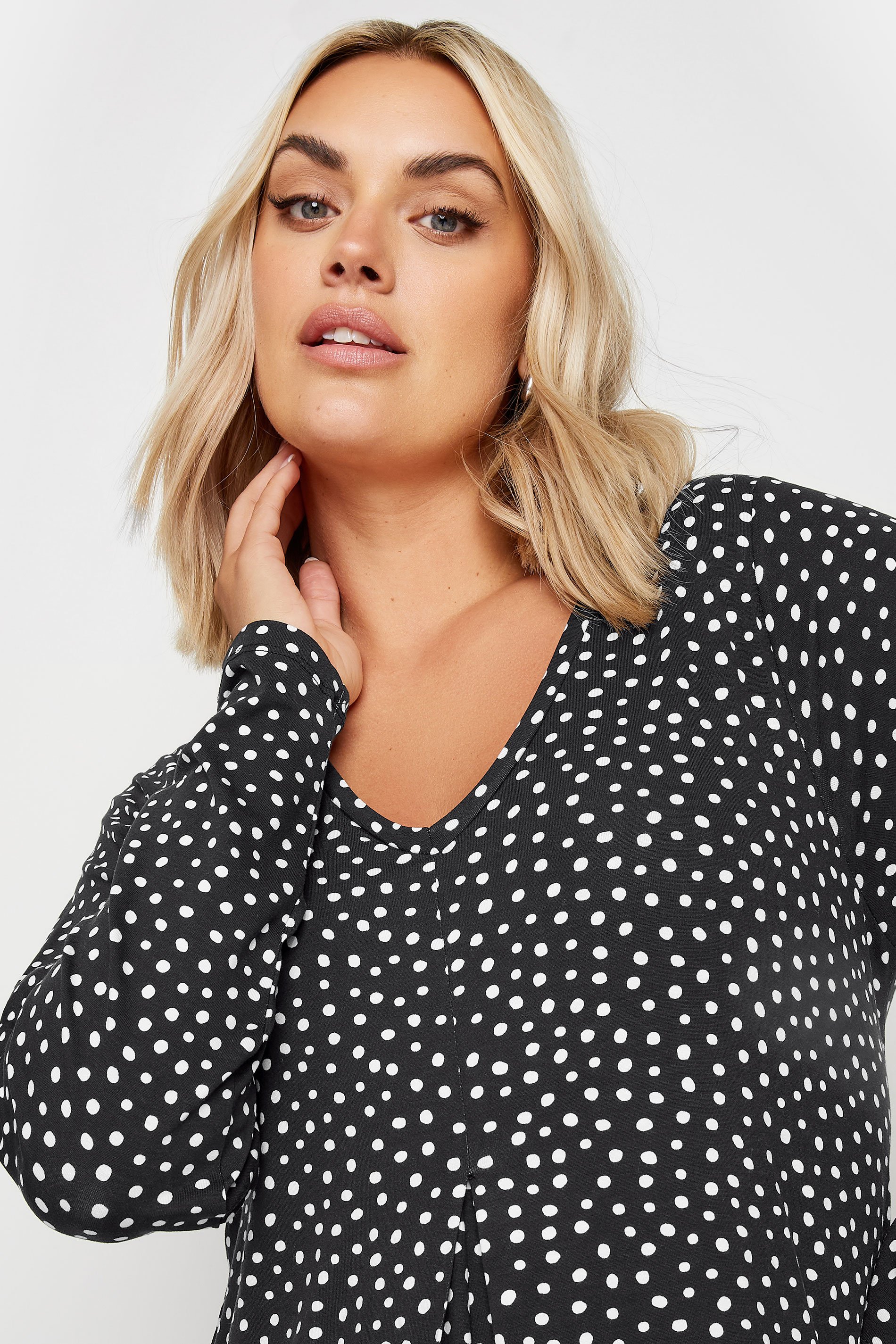 YOURS Curve Plus Size Black Spot Print Mini Dress | Yours Clothing