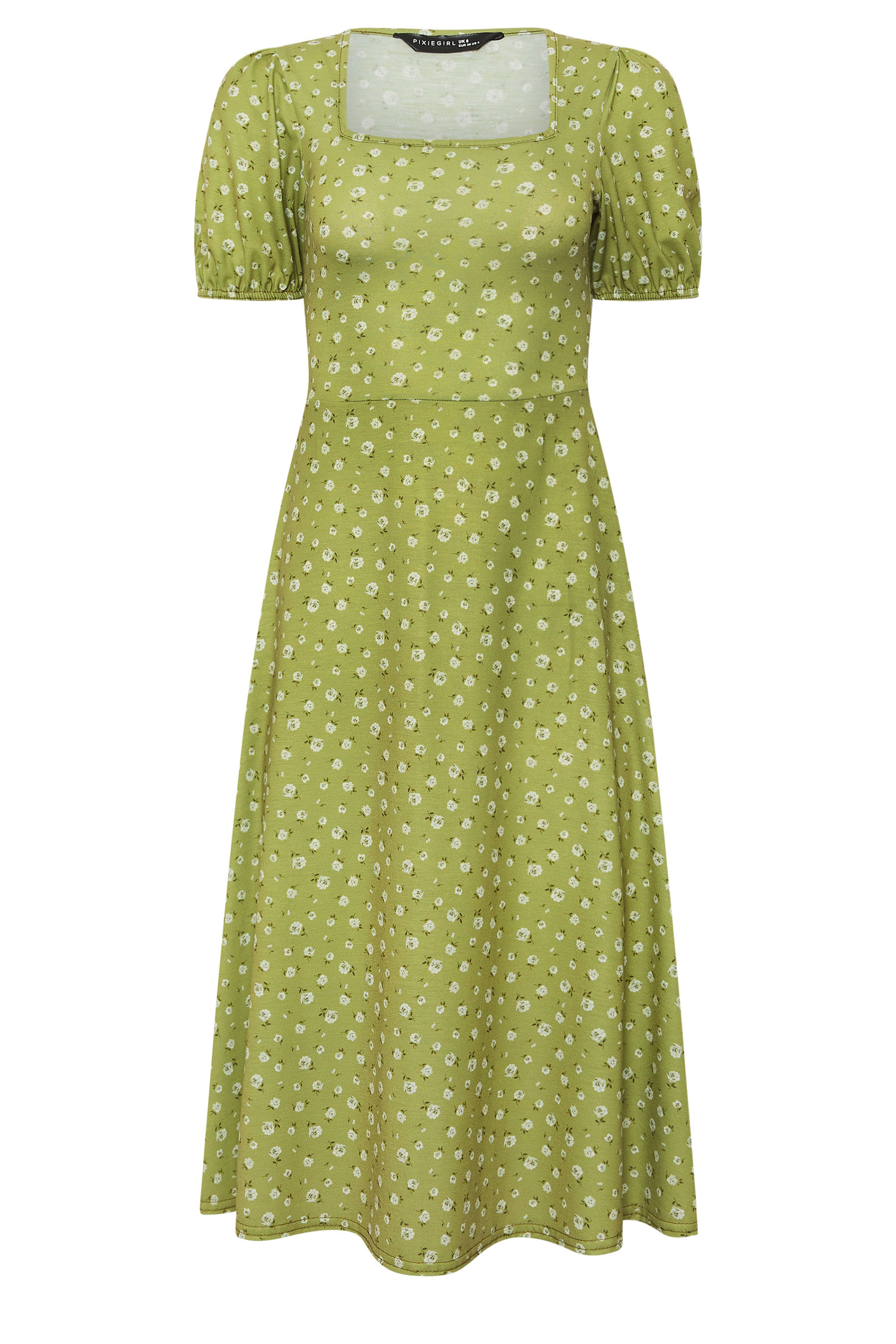 PixieGirl Petite Green Ditsy Floral Midi Dress | PixieGirl 5