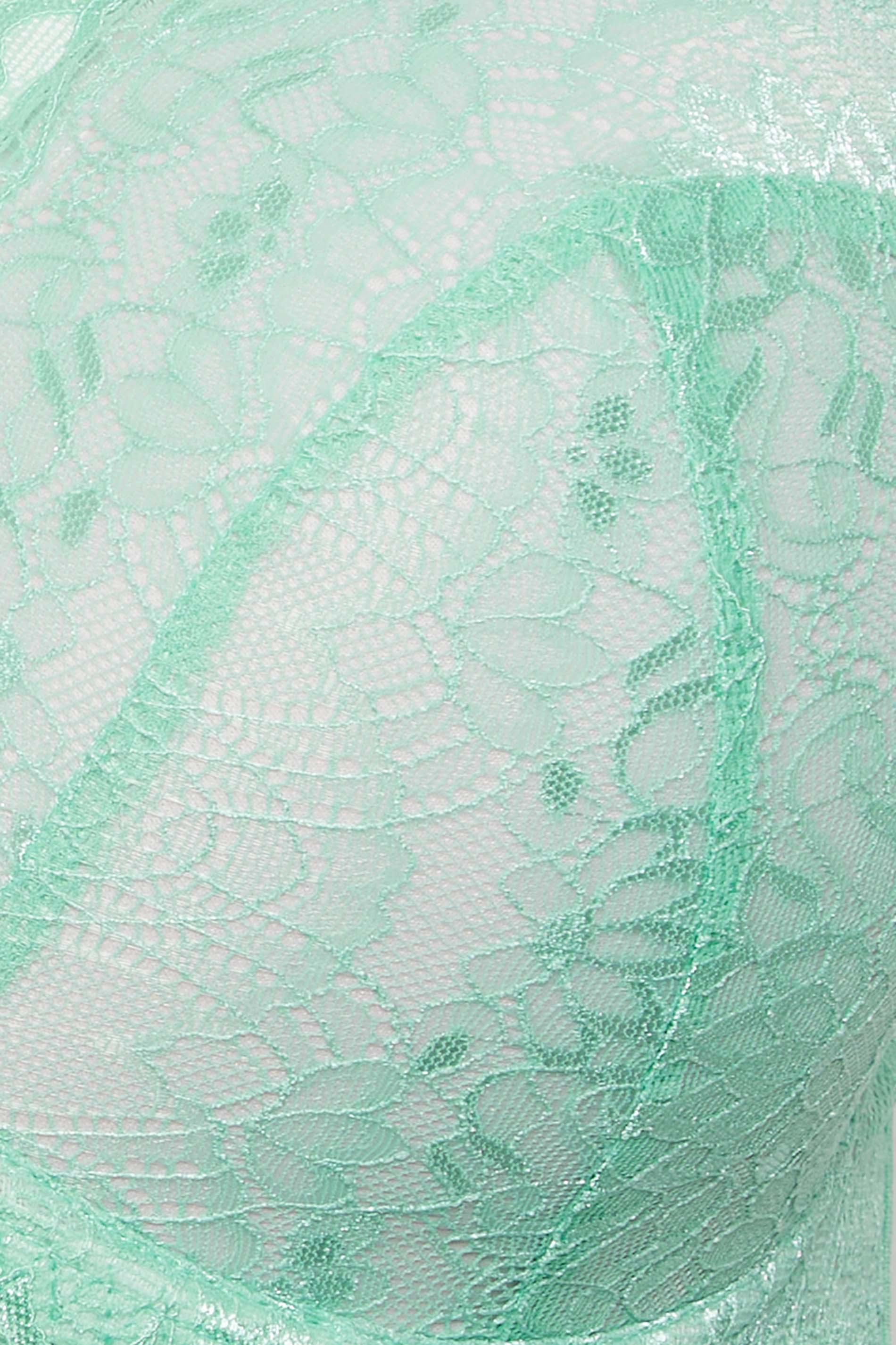 Plus Size YOURS Mint Green Lace Padded Underwired Bra | Yours Clothing  3