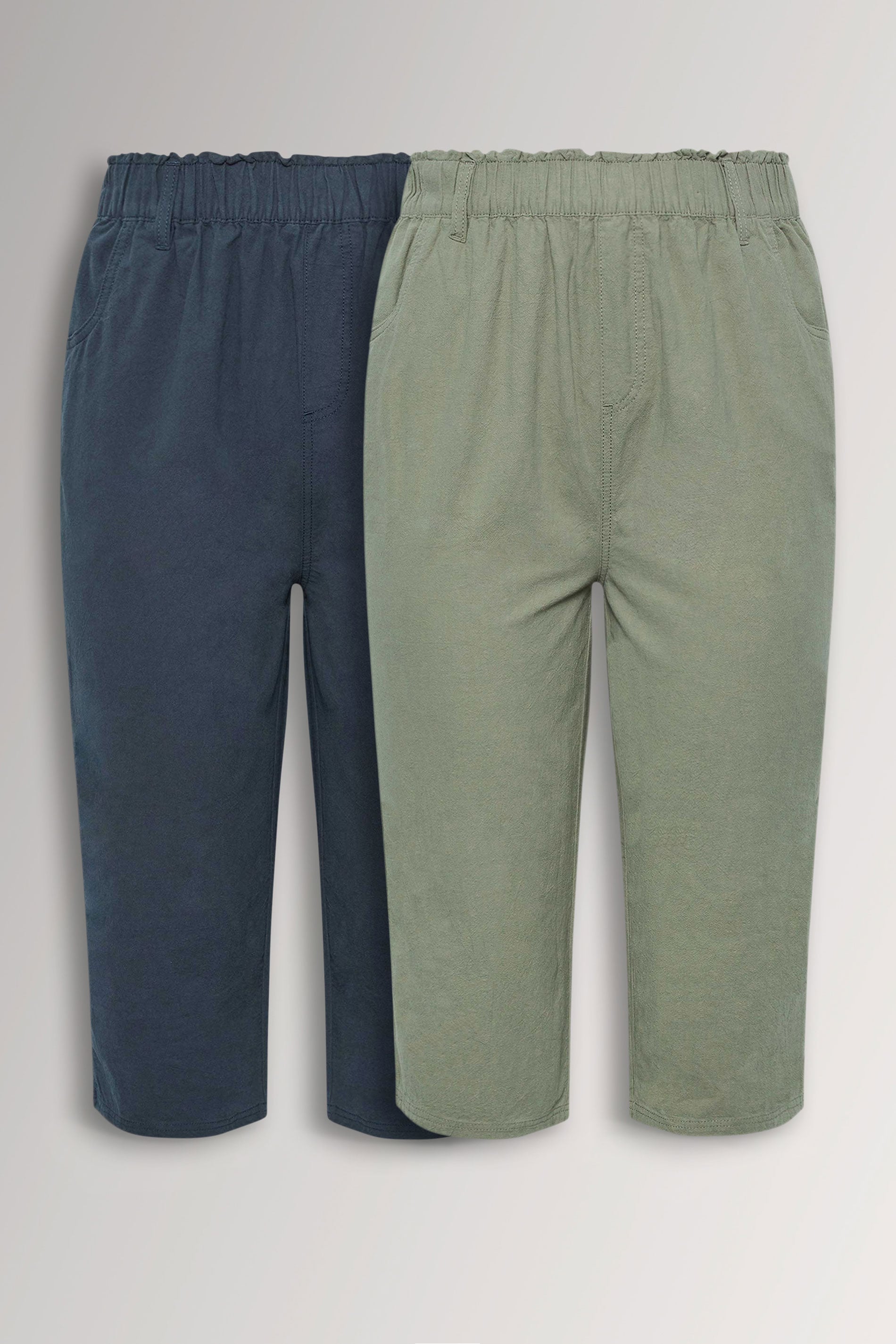 YOURS 2 PACK Plus Size Khaki Green & Navy Blue Cool Cotton Cropped Trousers | Yours Clothing 3