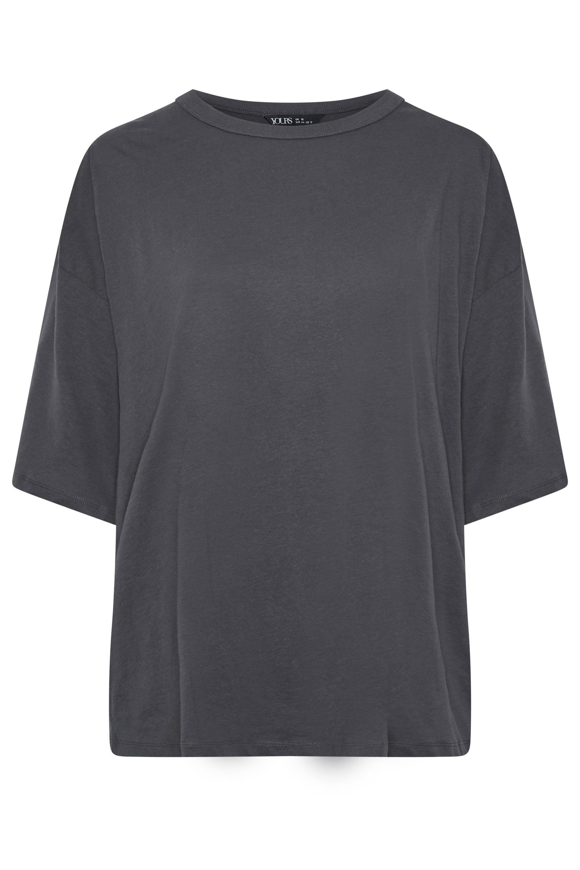 YOURS Plus Size Charcoal Grey Oversized Boxy T-Shirt | Yours Clothing 5