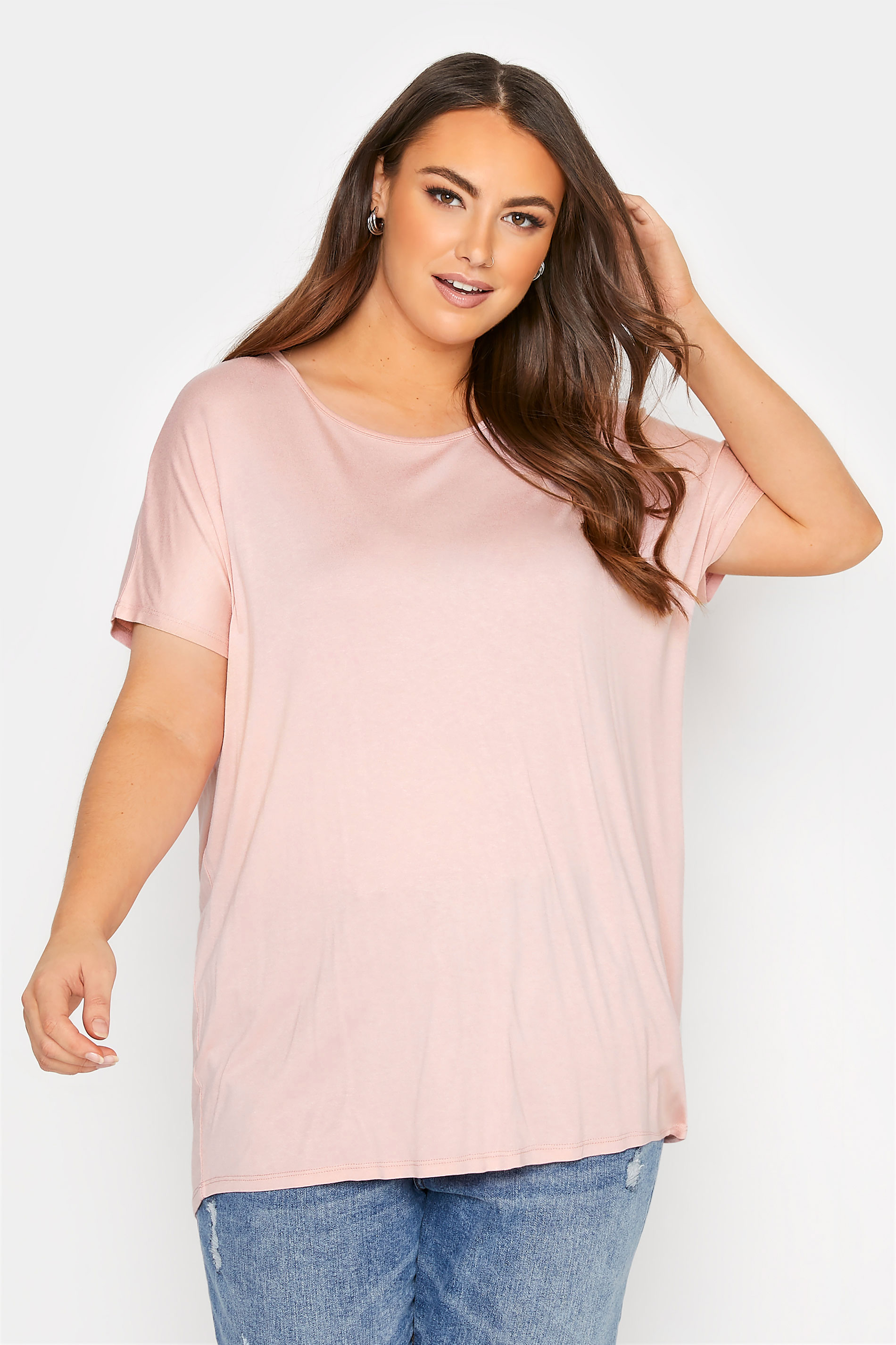 Plus Size Pink Grown On Sleeve T-Shirt | Yours Clothing 1